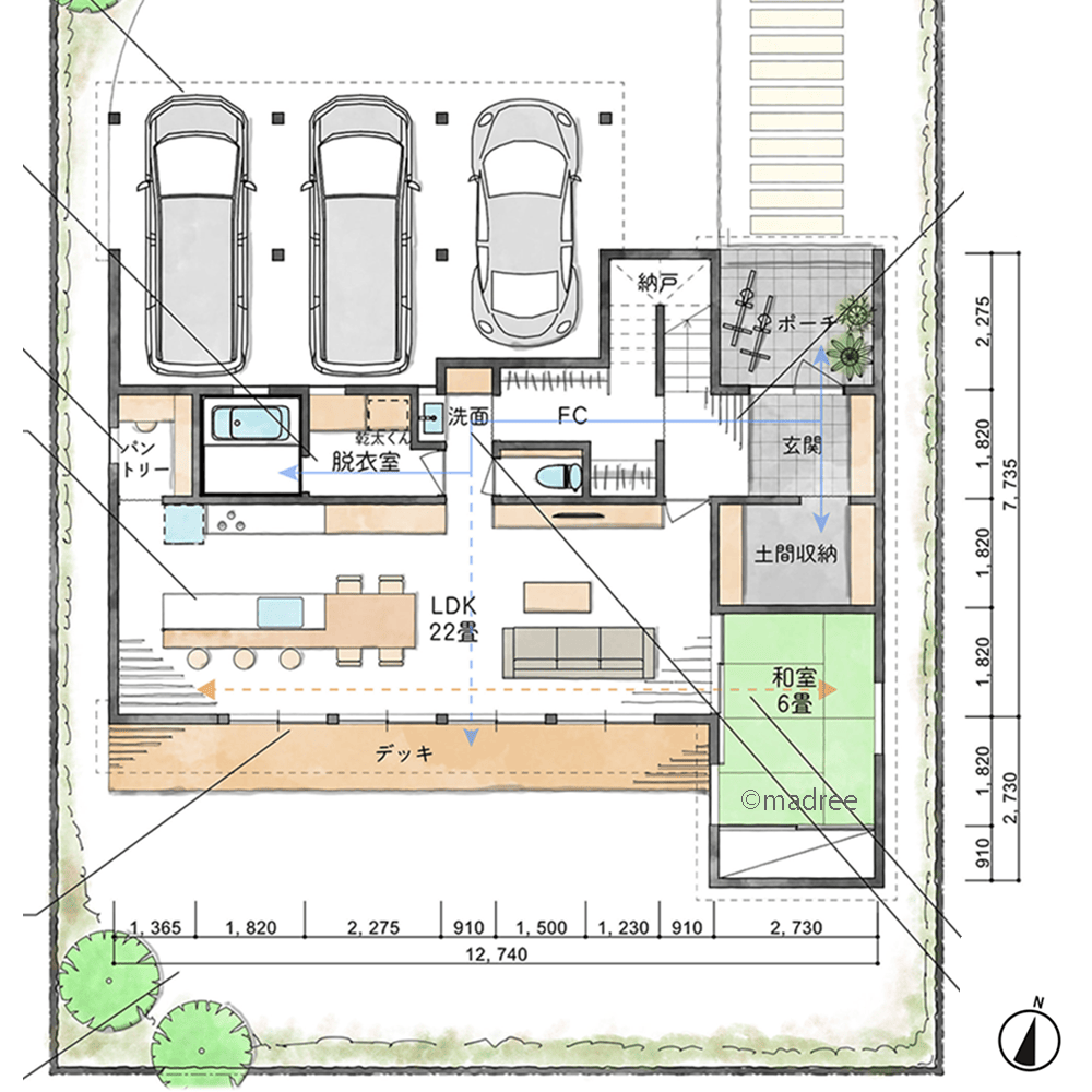 家事ラク叶う回遊動線と、家族の居場所みつかるリビングの家
