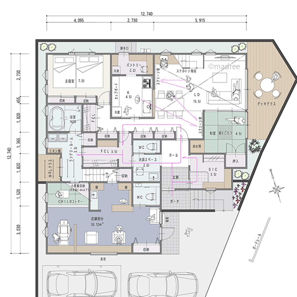 生活感をスッキリ隠して仕事と子育てを両立、美容室を併設した店舗兼住宅