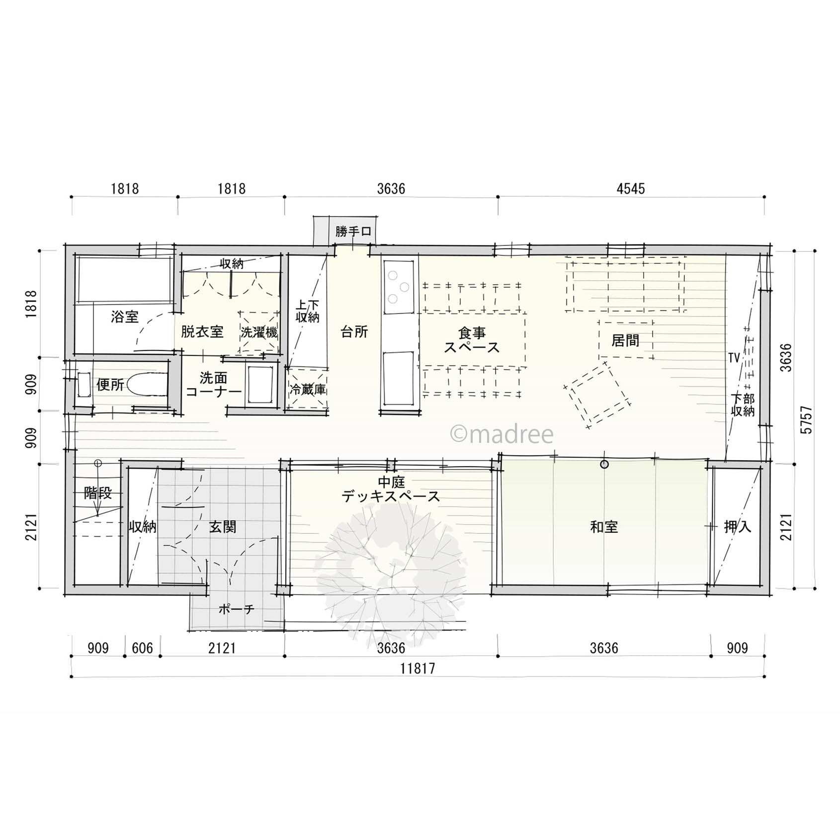共働きで子育ての毎日が楽になる、便利な家事動線とプライベート中庭のある家