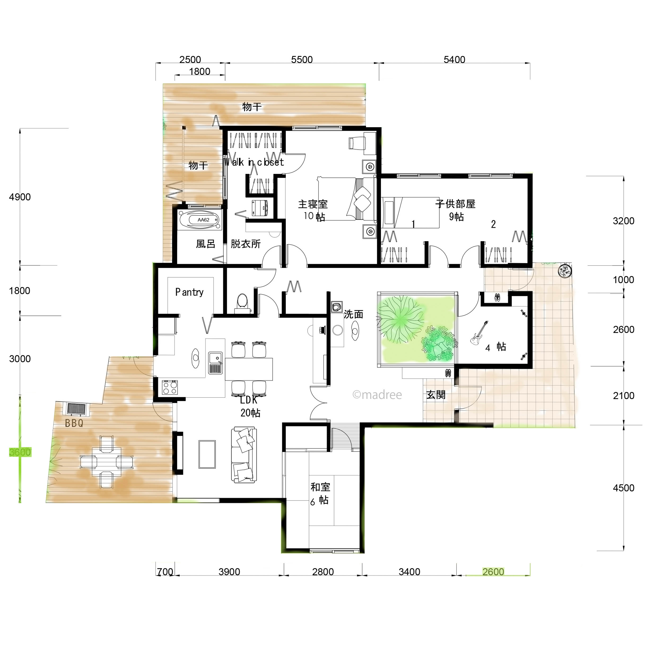 動きやすい生活＆家事動線で自立心育む、自然に囲まれたアウトドア好きの平屋