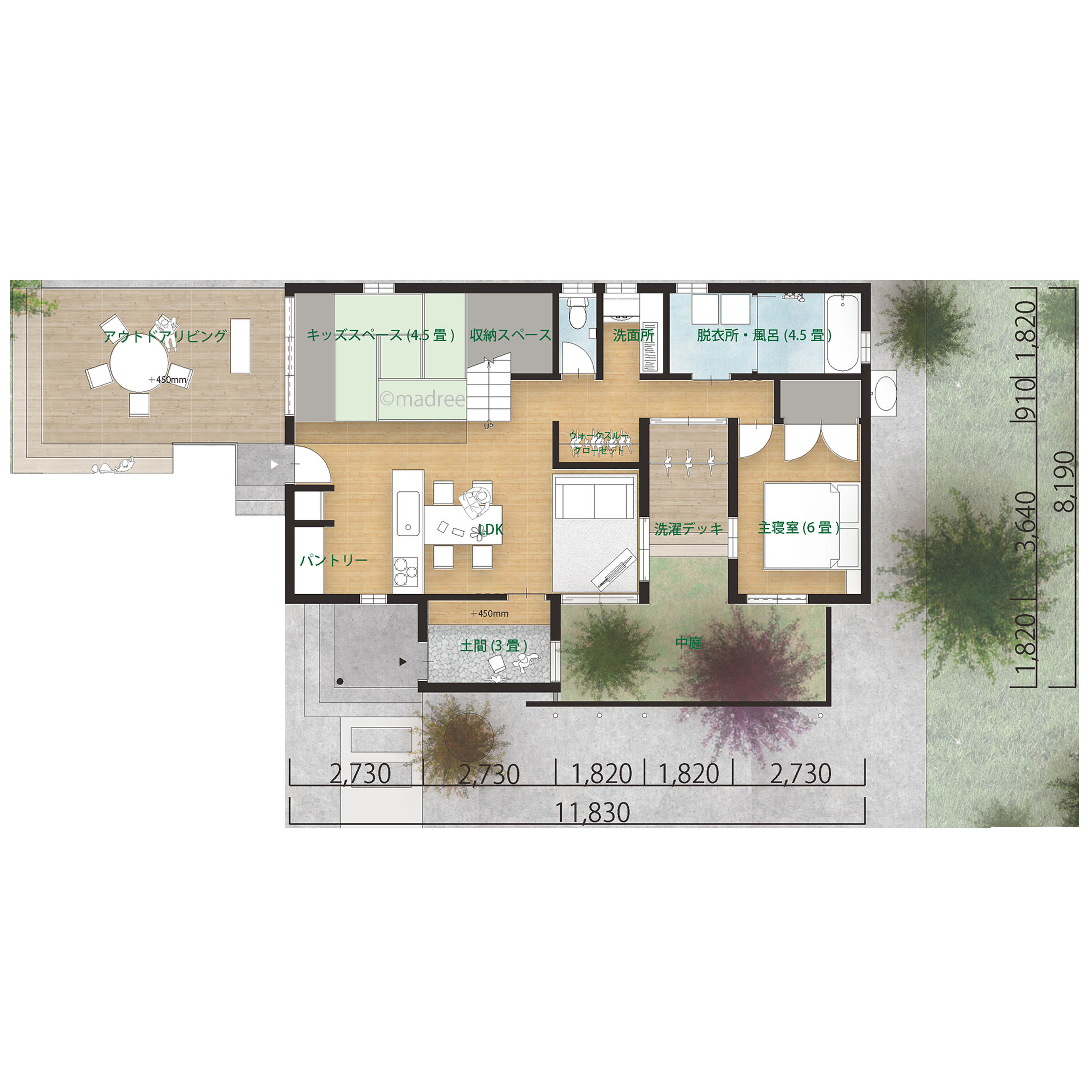 ウォークスルー動線で1日がスムーズに、自然とつながるアウトドアリビングのある家