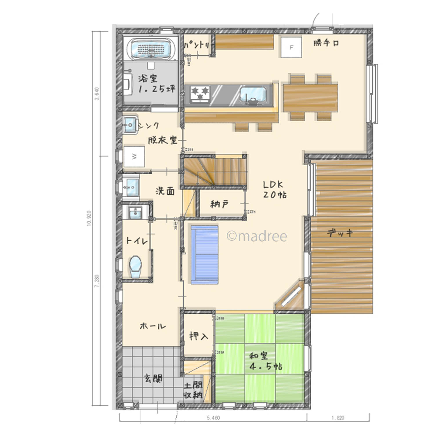 来客が多くても動線が交差しない、家族のプライバシーに配慮した縦長地の家