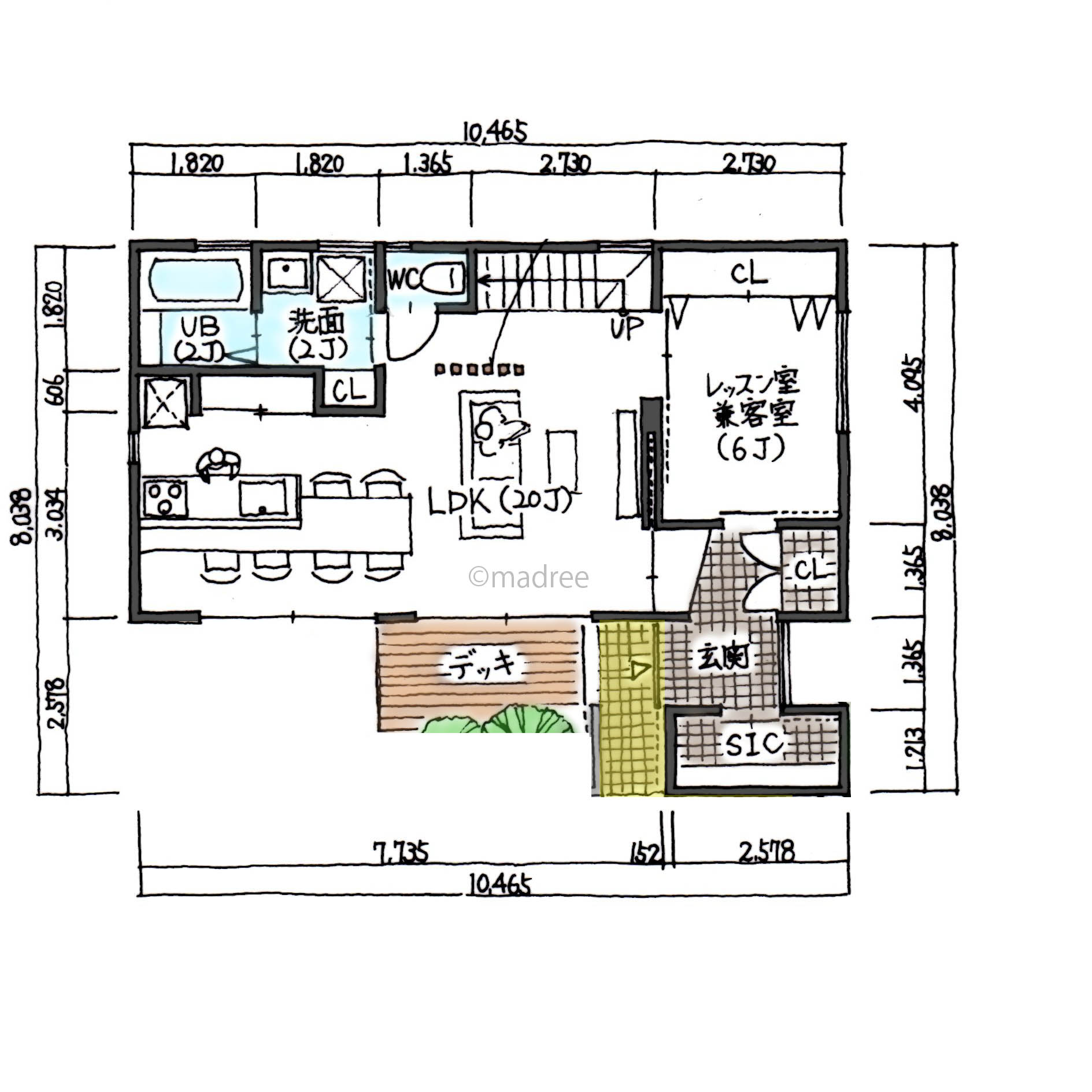 LDKを通らず来客を案内できる、動線が交差しない家族が快適に過ごせる家