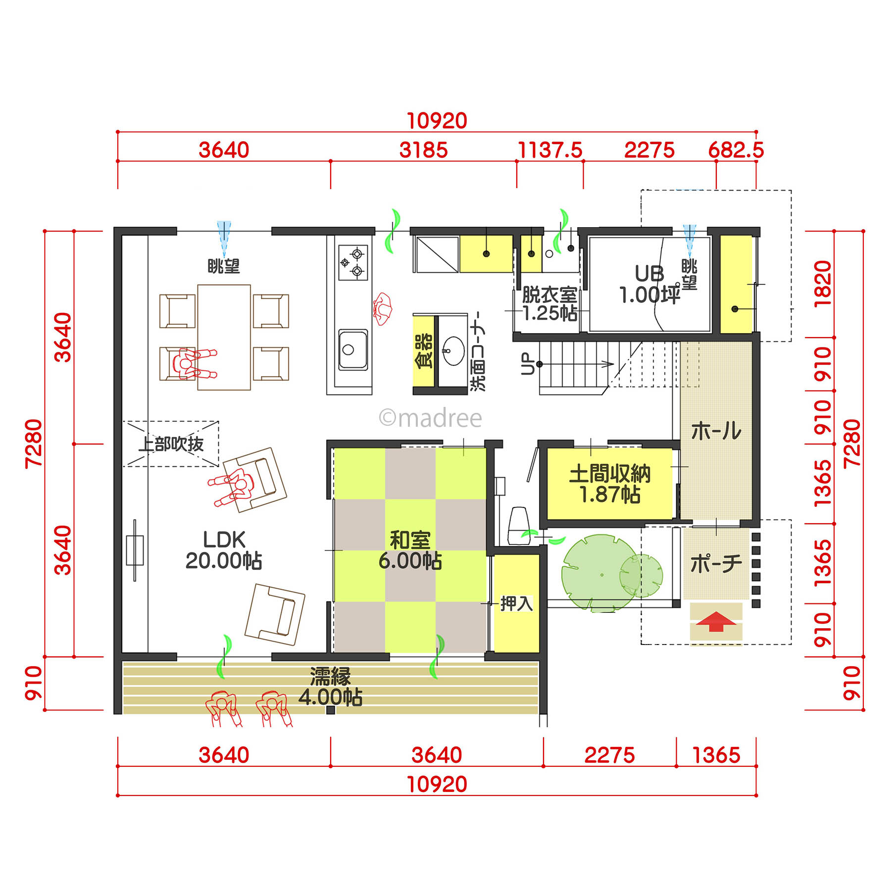 光と風が爽やかに南北へ抜ける、各階の北面窓から四季の眺望を楽しむ家