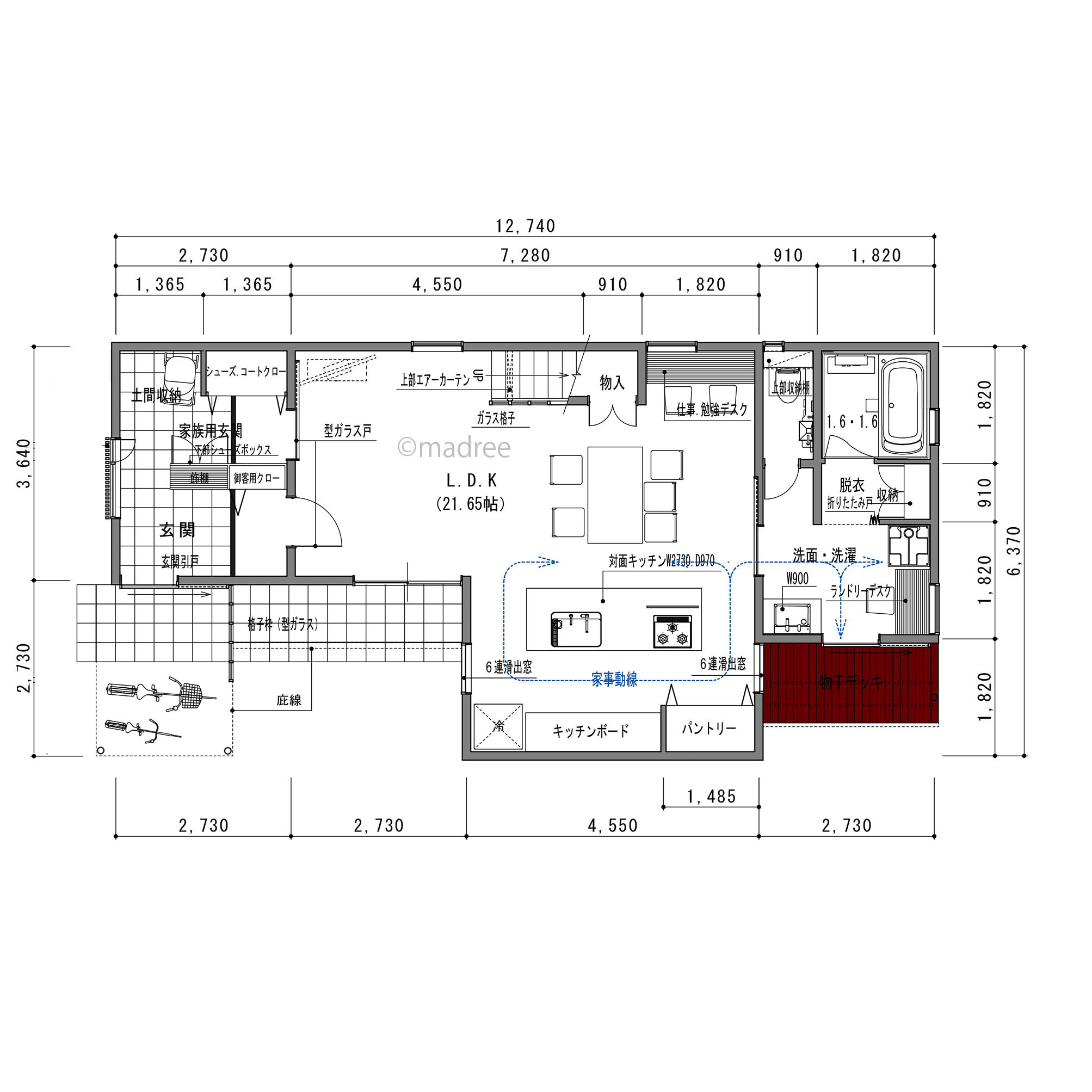 長い時間過ごすLDKを快適な空間に、回遊キッチンから家族の様子を見守れる家