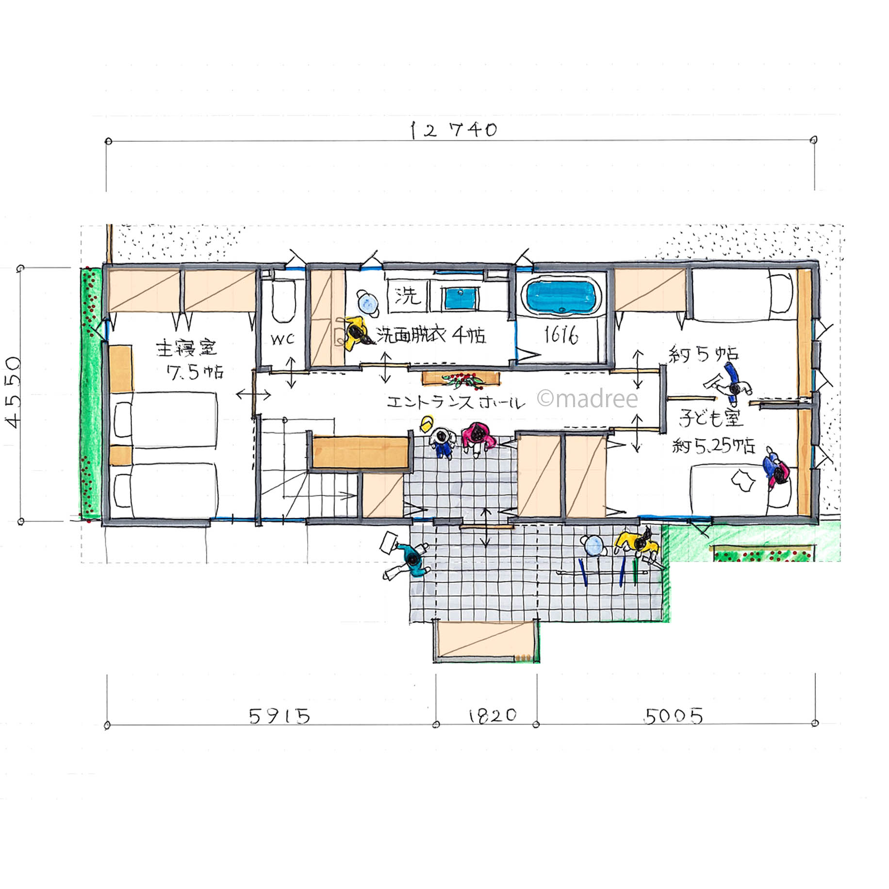 静かな個室でプライベートも充実、日当たりと眺望良い2階リビングの家