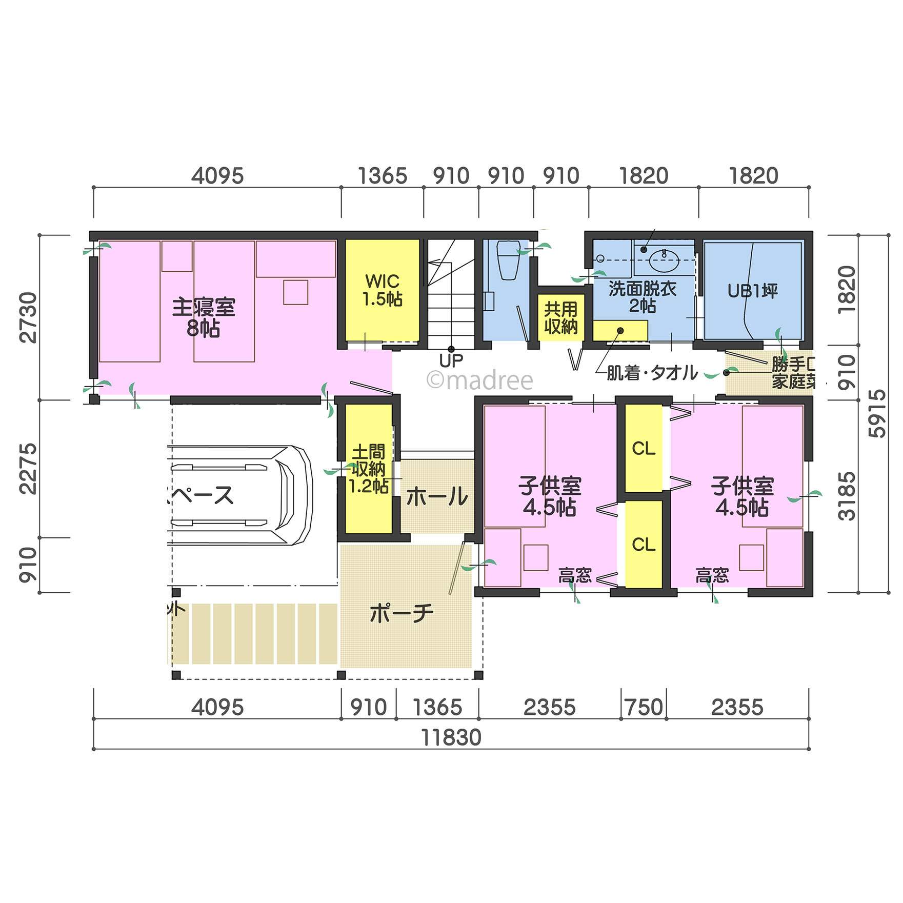陽当たり良く開放的に一年中過ごせる、日差しを取り込みやすい2階LDKの家