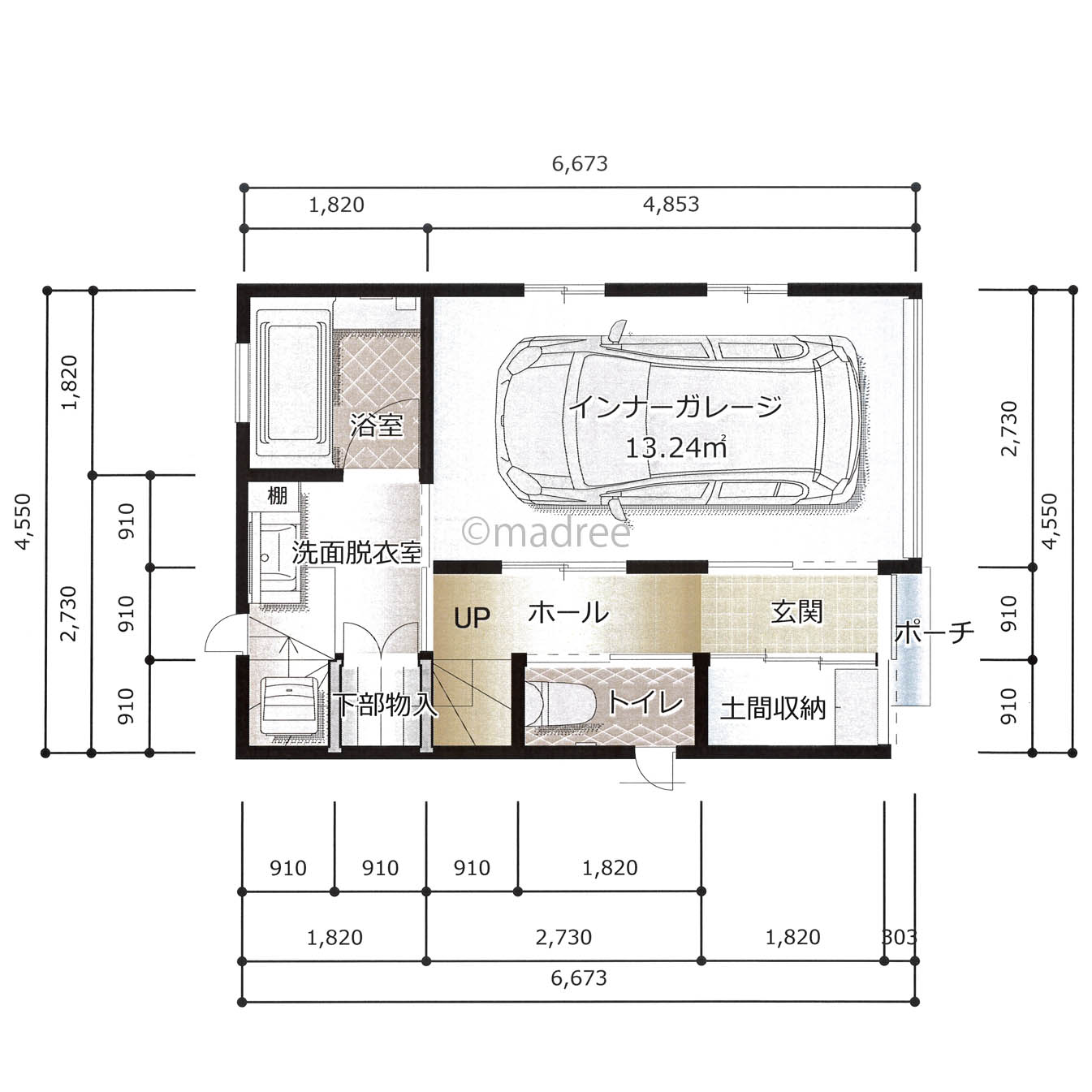 狭小地3階建、ロフトで収納不足を解消した家
