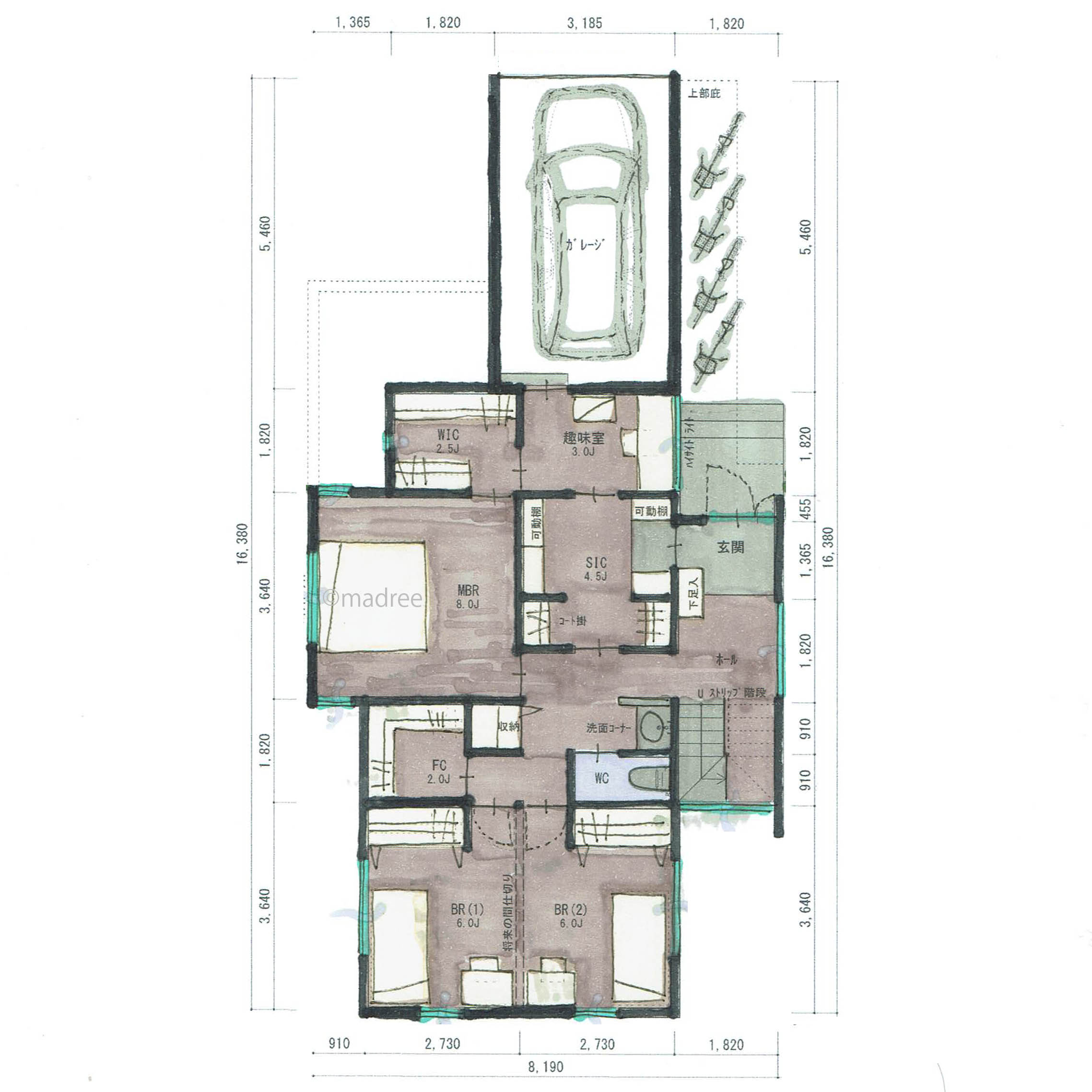 プライベートな浴室で疲れを癒す、デザイン性と機能性を両立した2階リビングの家