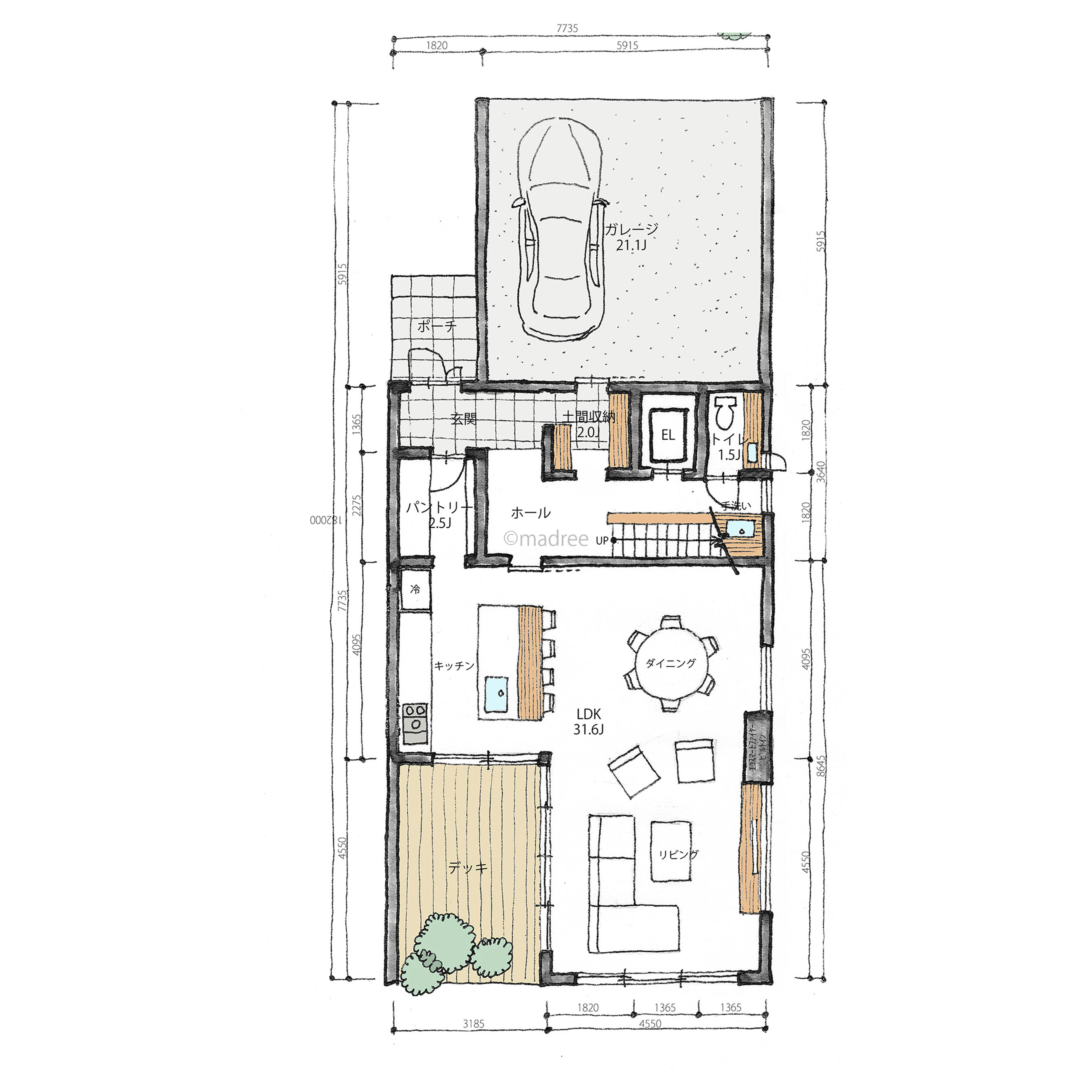 プライベート感ある庭で明るさと開放感を感じられる3階建てコートハウス