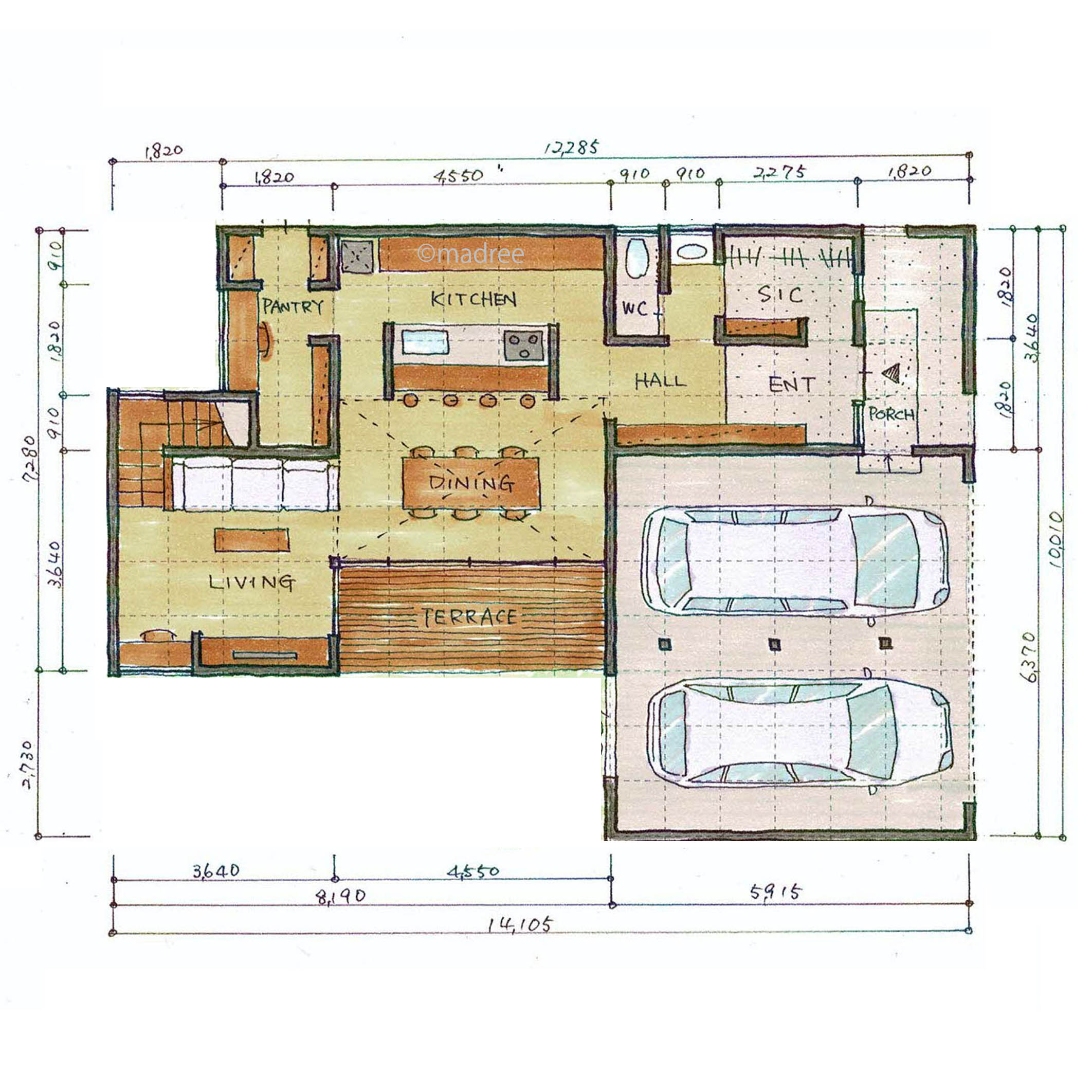 開放感のある吹き抜けで家族みんなが繋がる3階建ての家