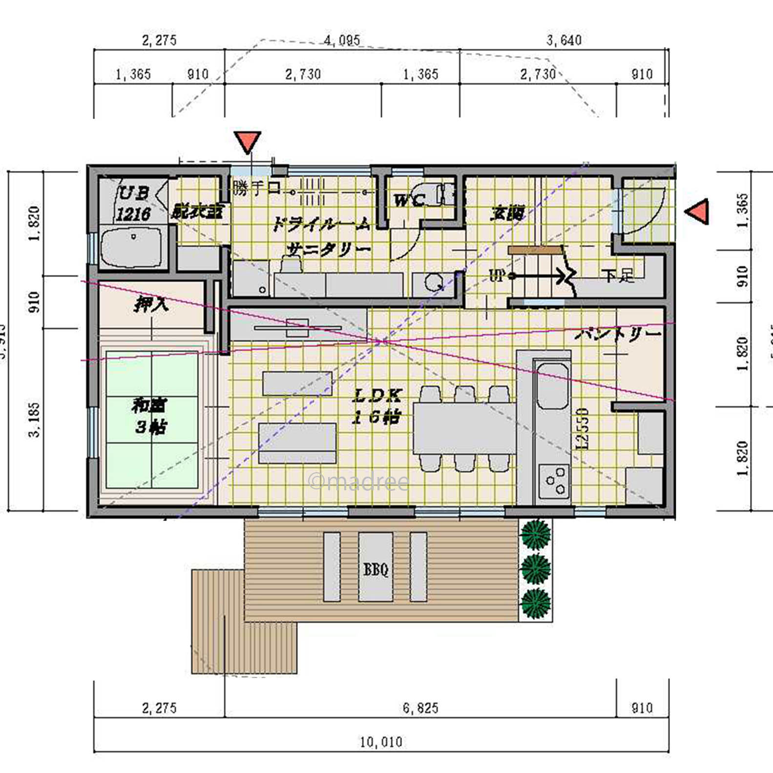 シンプルで機能的でありつつ、採光のあるお部屋と庭で心地良く過ごせる間取り