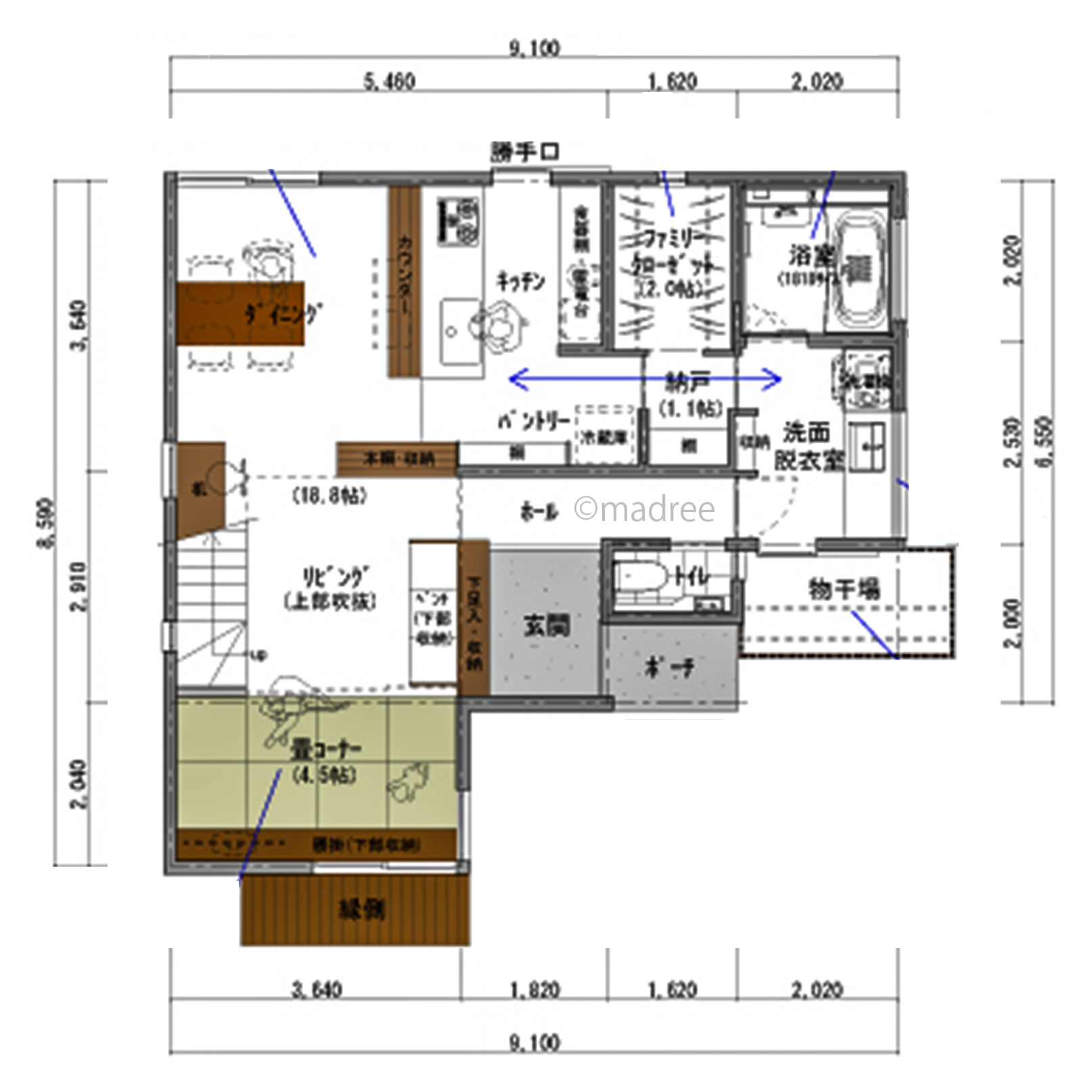 家事ラク動線でゆとりある時間を過ごせる日当たりの良い家