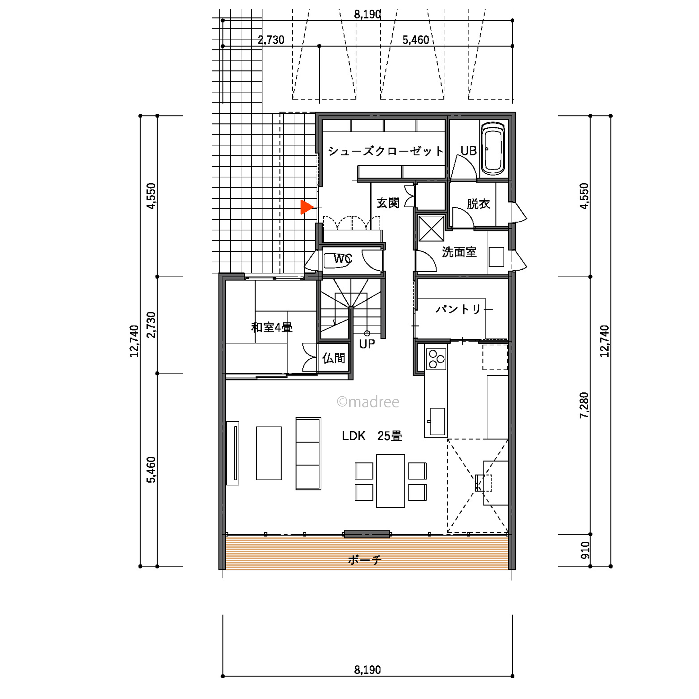 収納も充実しつつ和室や庭との一体感で広々としたLDKで心地よく暮らせる間取り