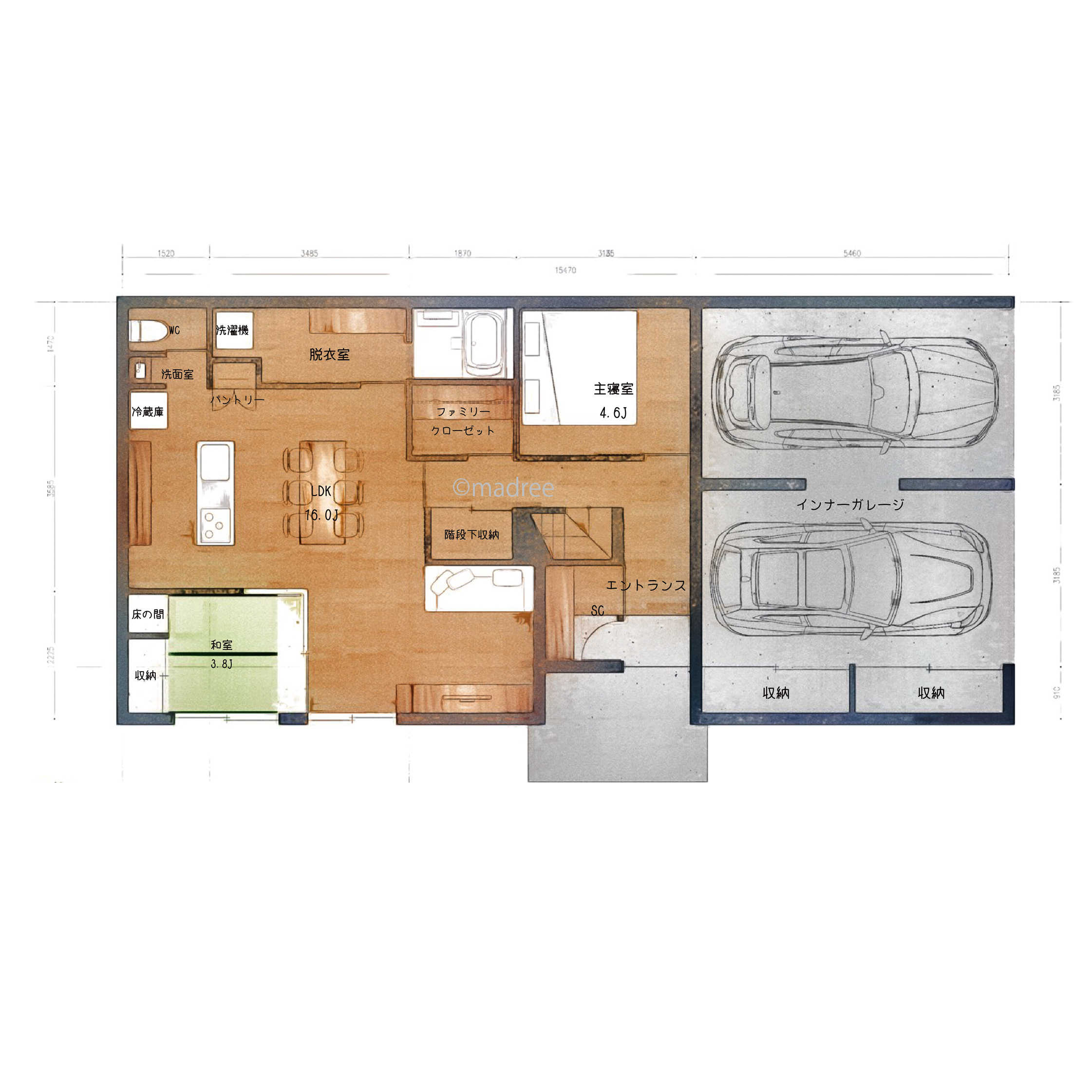 居心地の良さをコンパクトにまとめた機能的な間取り