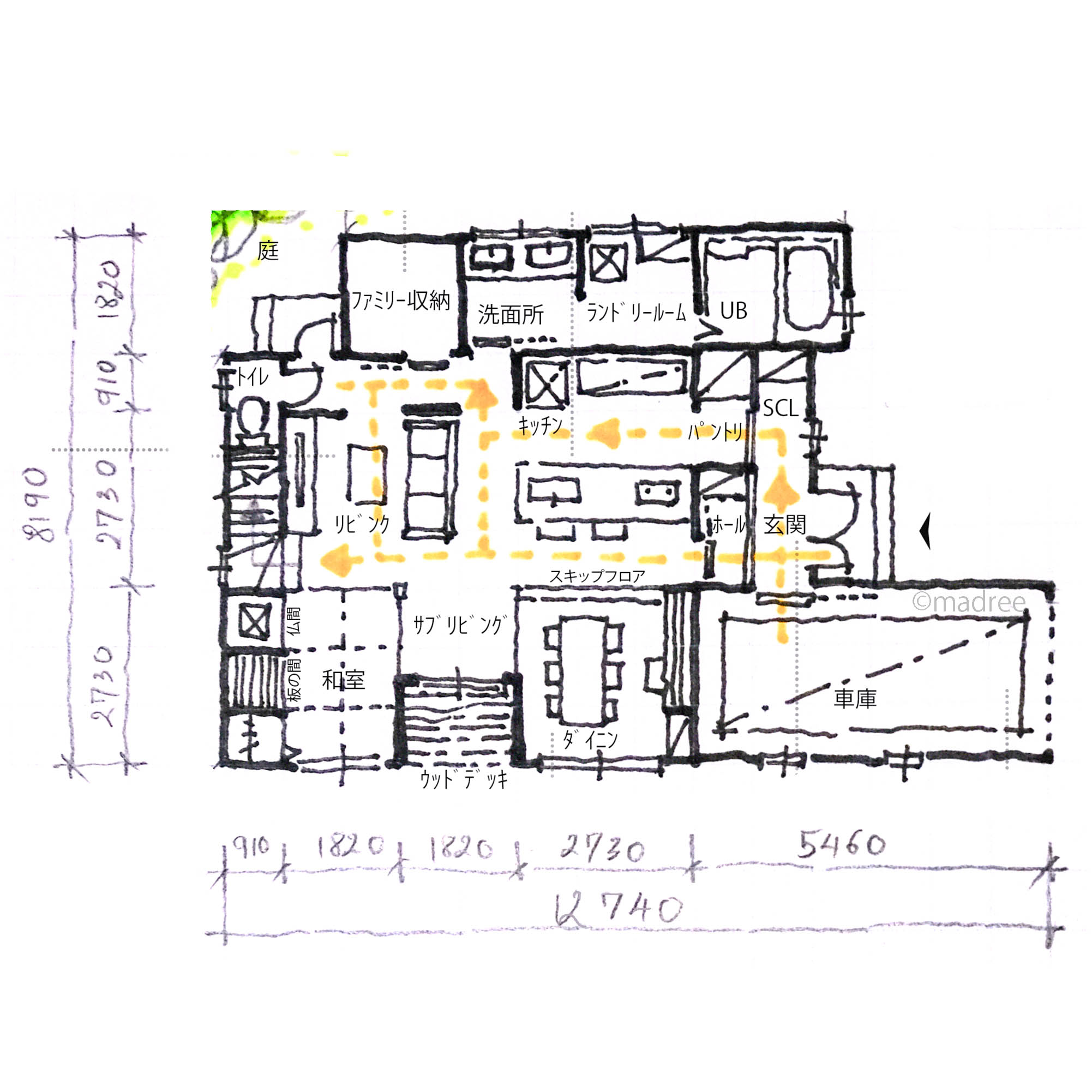暮らしやすさをコンパクトにまとめ、回遊性高い動線で家事効率抜群の間取り