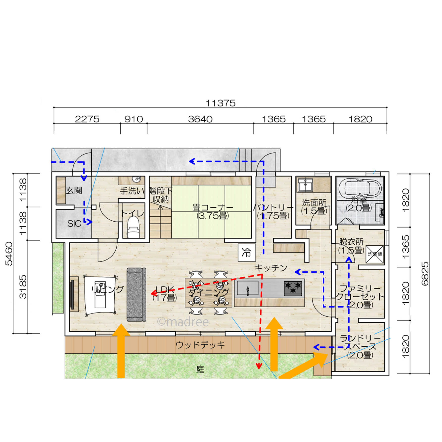 洗濯最短ルートで洗う・干す・しまうが完結できる趣味も暮らしも充実の間取り