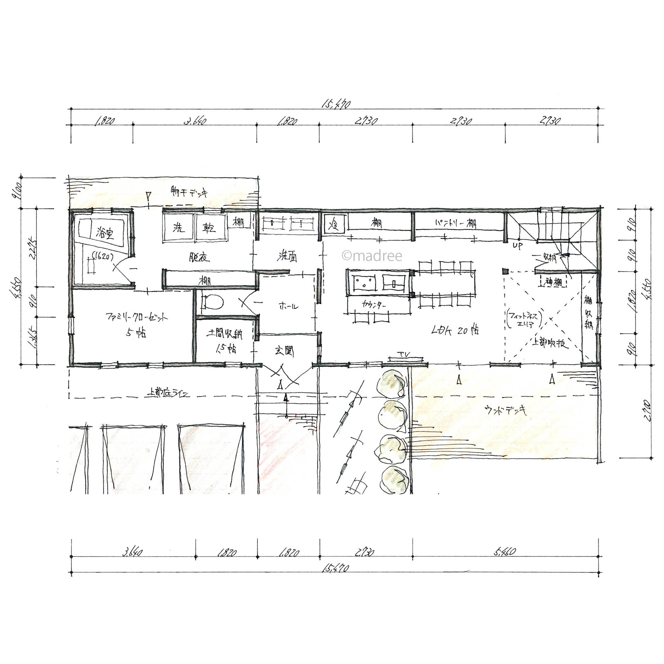 適材適所のゆとりある収納で散らかり知らず！一直線水回りの家事ラク動線で暮らしやすい間取り