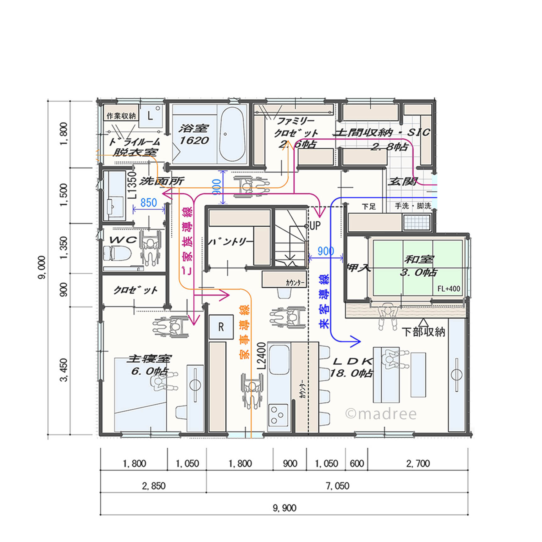 車椅子でも快適に過ごせる生活動線で家族が笑顔になれる間取り