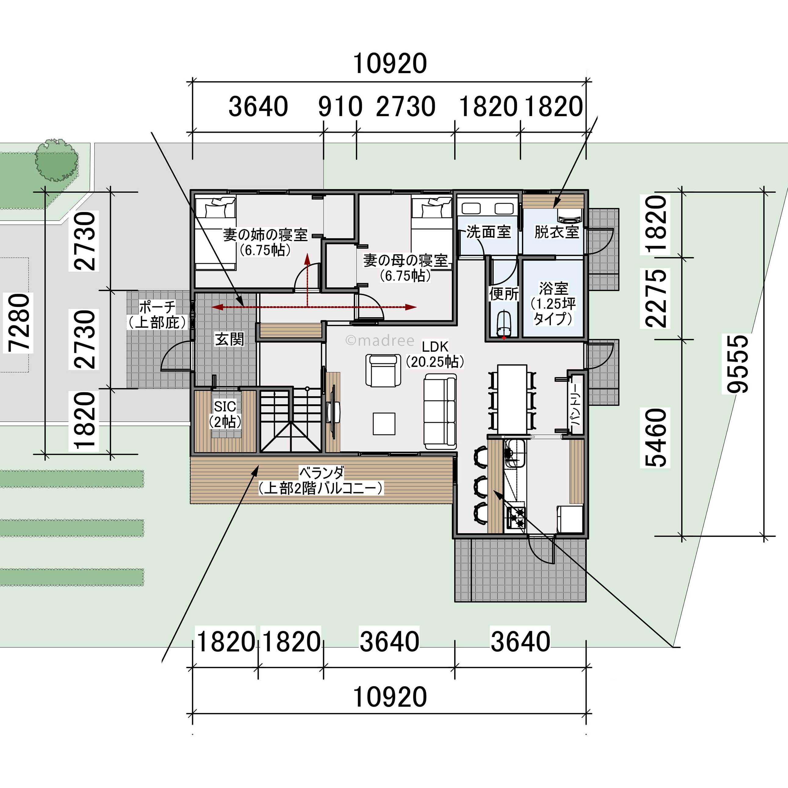 夏涼しく冬暖かいゾーニングで2.5世帯の家族が心地よく住める間取り