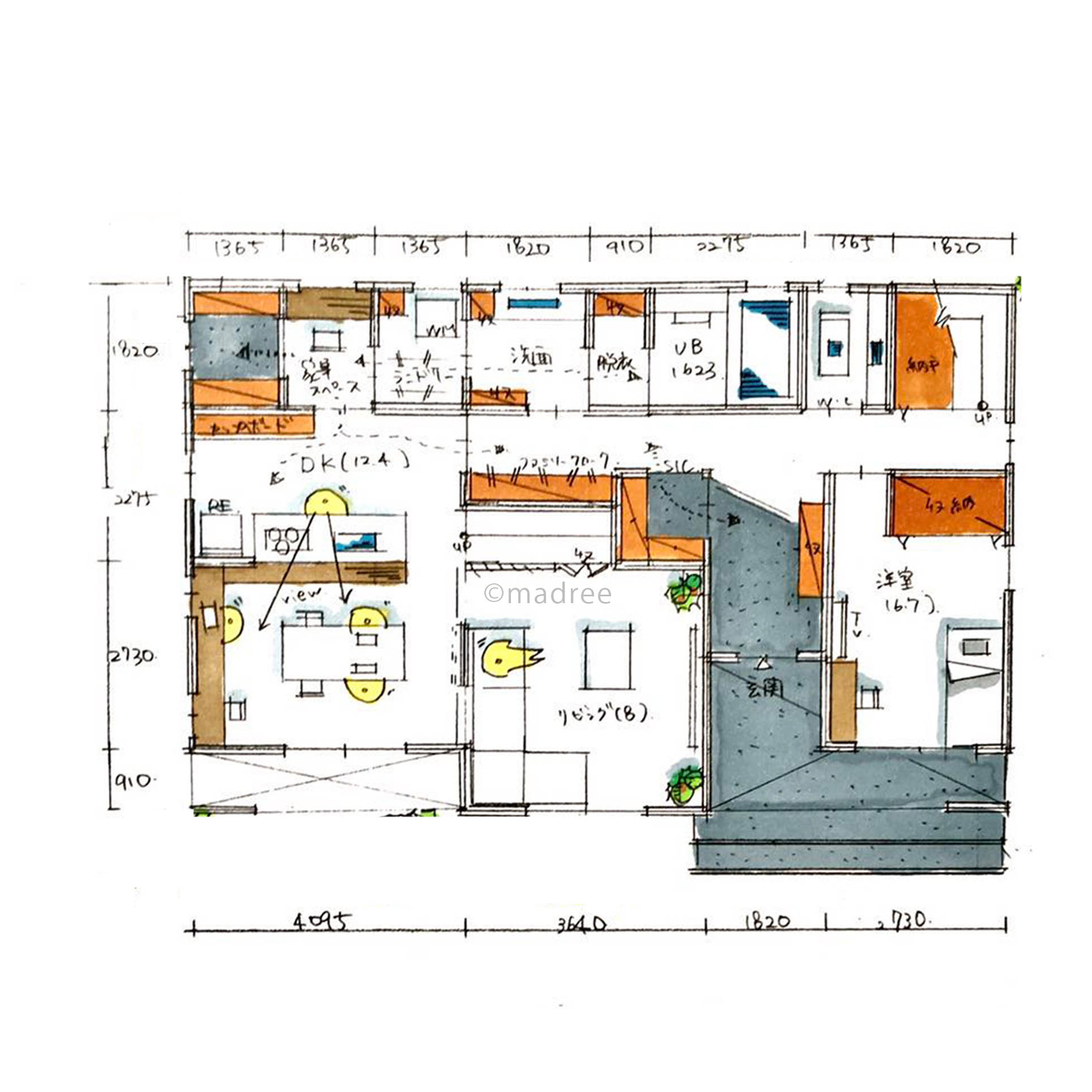 一直線水回りで効率良い家事動線と独立リビングで寛げる2.5世帯の家