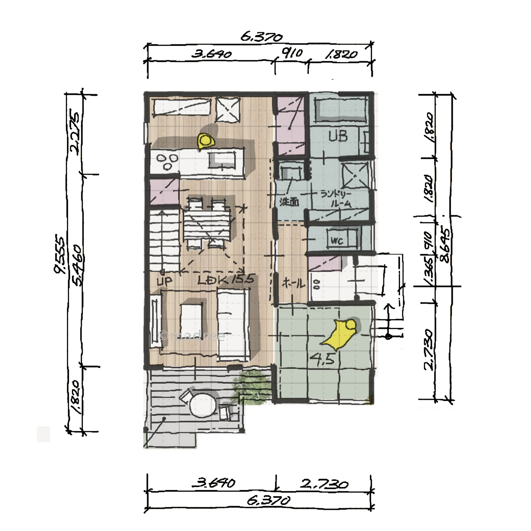 庭先とLDKをつなぐゆとりあるカバードポーチで家族が寛げる家