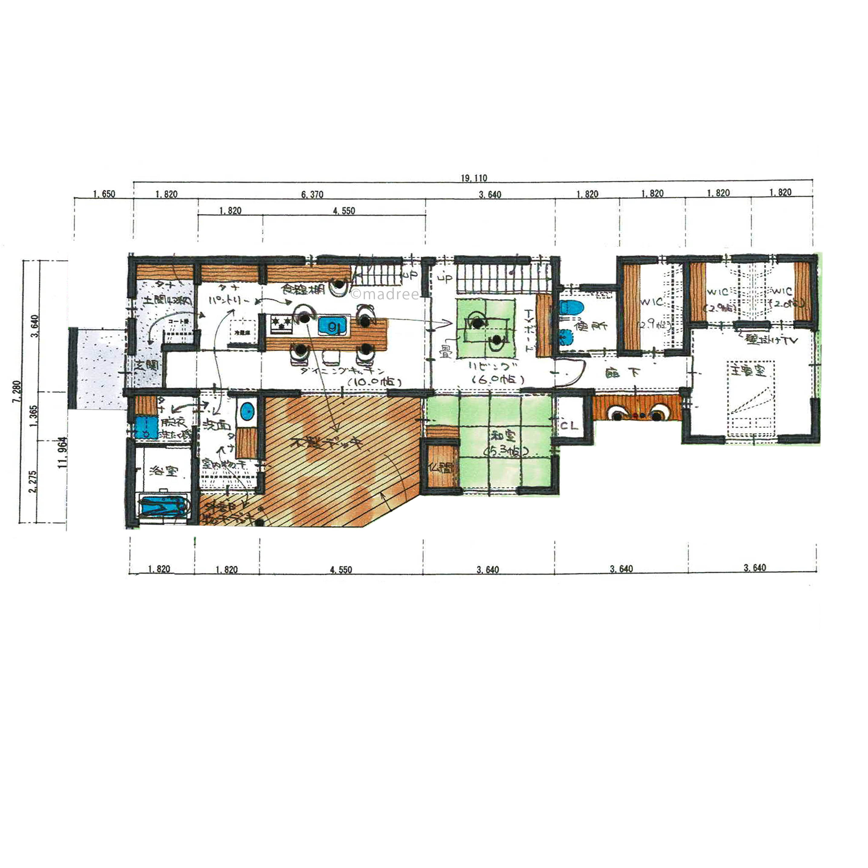 庭と繋がり自然を感じられる南向きLDKと広々デッキで家族が心地良く暮らせる家