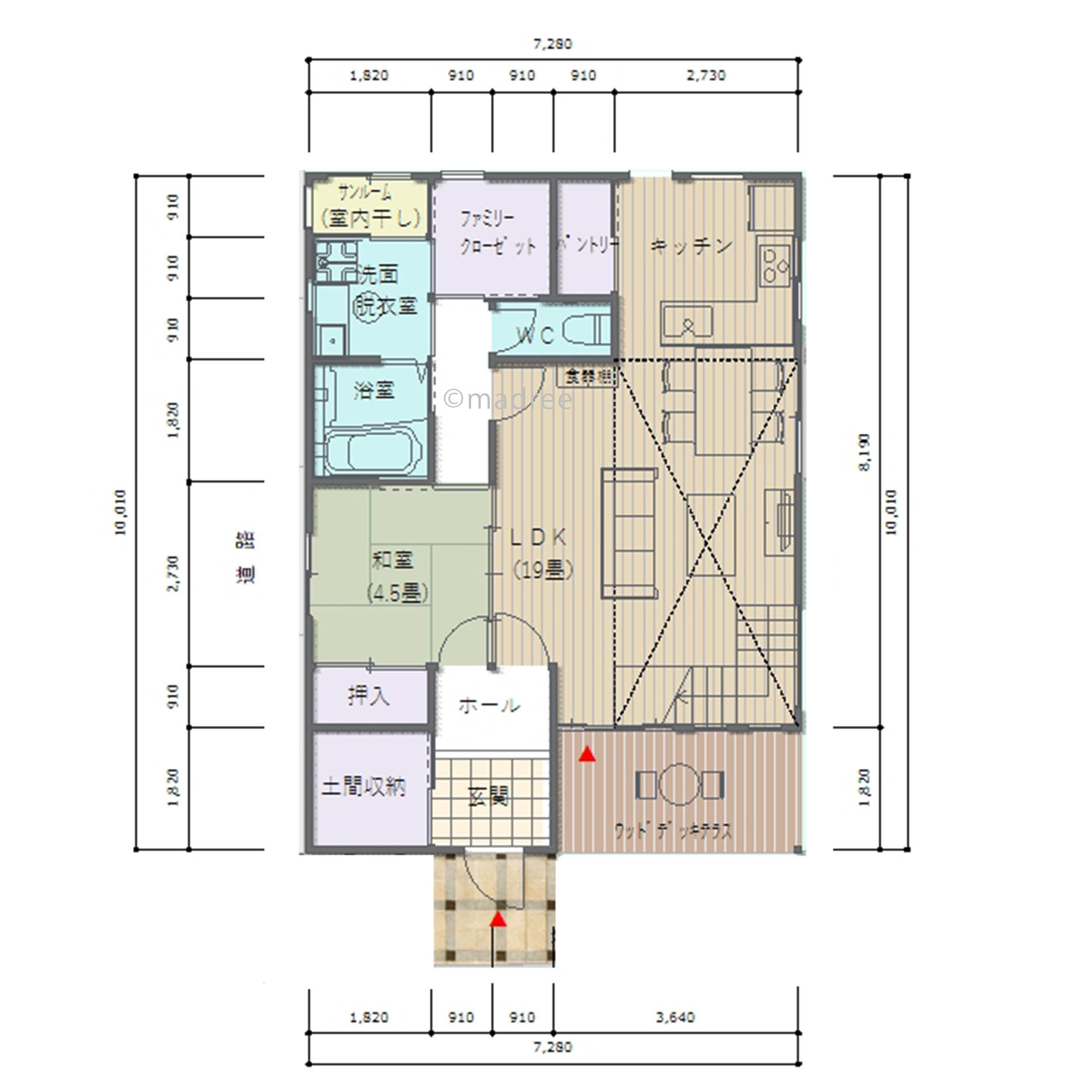 効率良くコンパクトにまとめた家事ラク動線と来客対応がスムーズな間取り