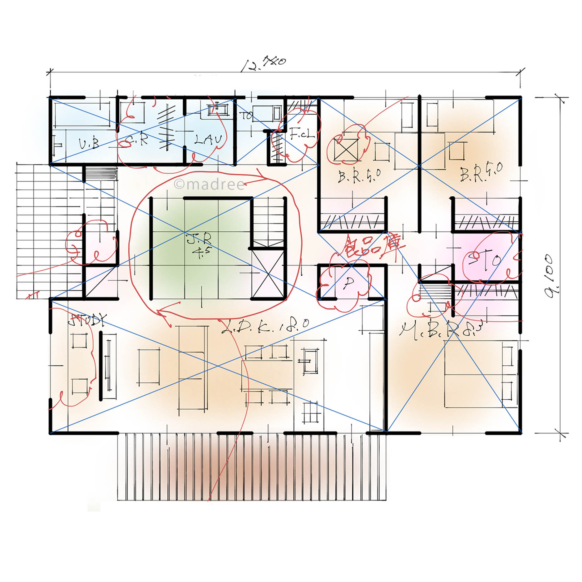 採光を意識した家中自然の光が心地良い回遊性あるほぼ平屋