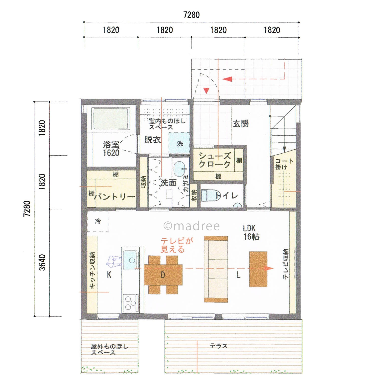 適材適所の収納と効率的な家事動線で暮らしやすい正方形型のシンプルな間取り