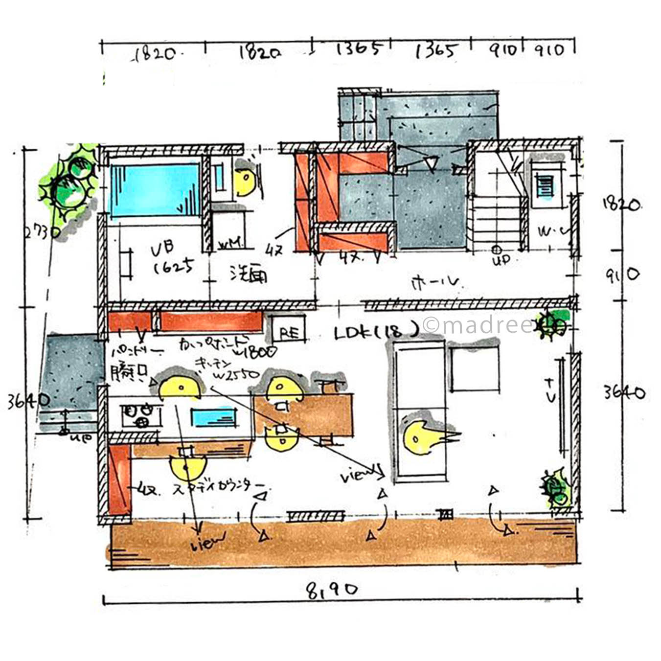 趣味の読書を楽しみつつ庭とLDKが繋がりコンパクトながら開放感を感じられる家