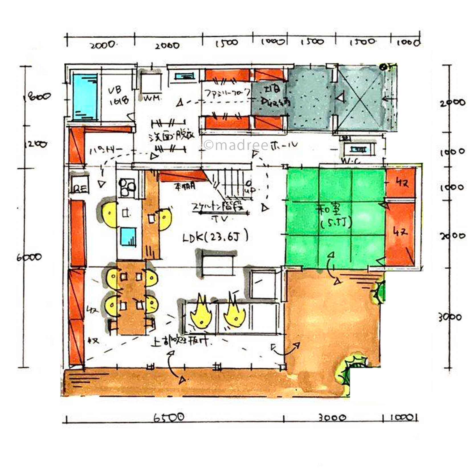 L字型裏動線でLDKを囲む効率的な家事動線と明るく開放感を感じてゆったり寛げる家