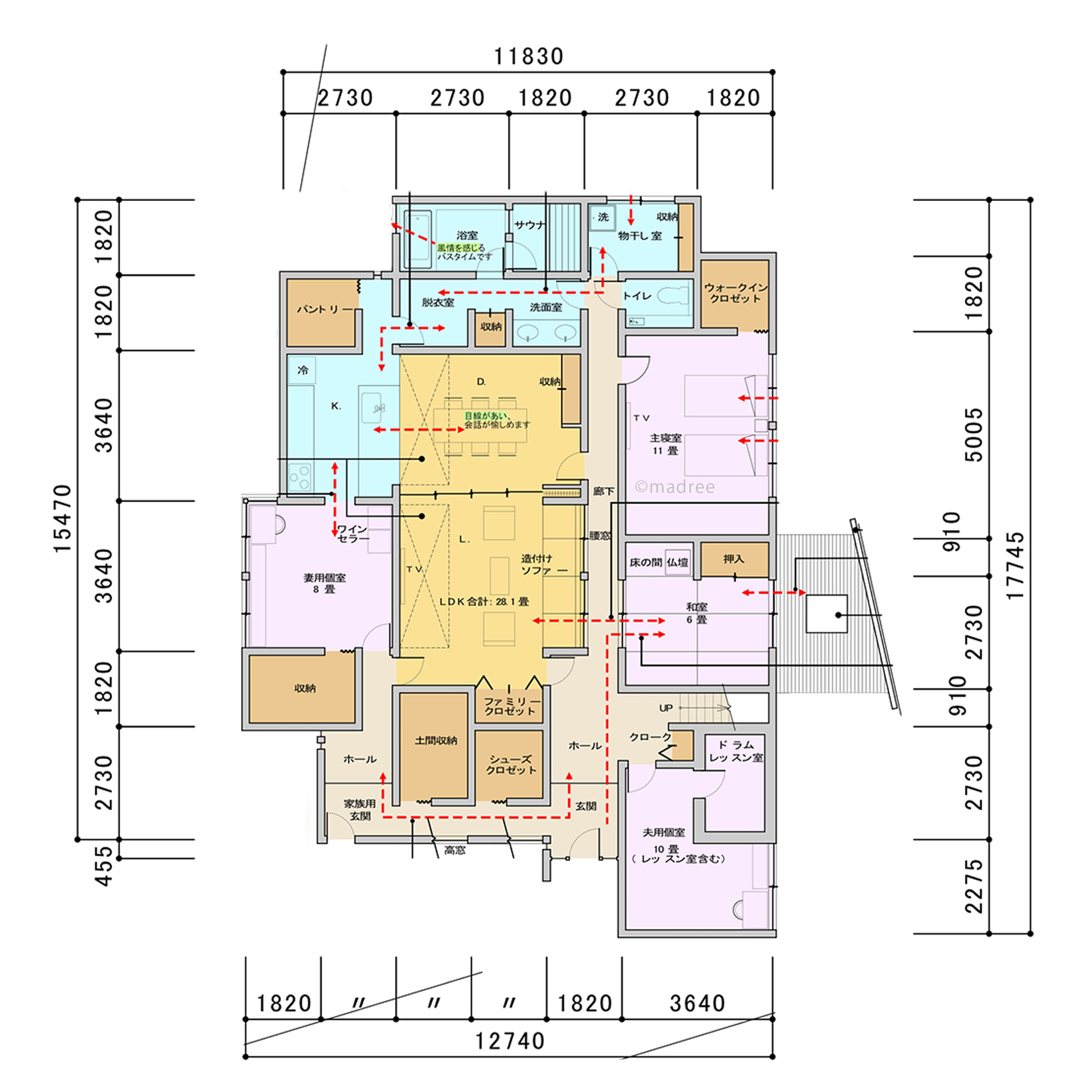 夫婦それぞれの趣味部屋や使い勝手の良い動線で日々の自分時間が充実する家