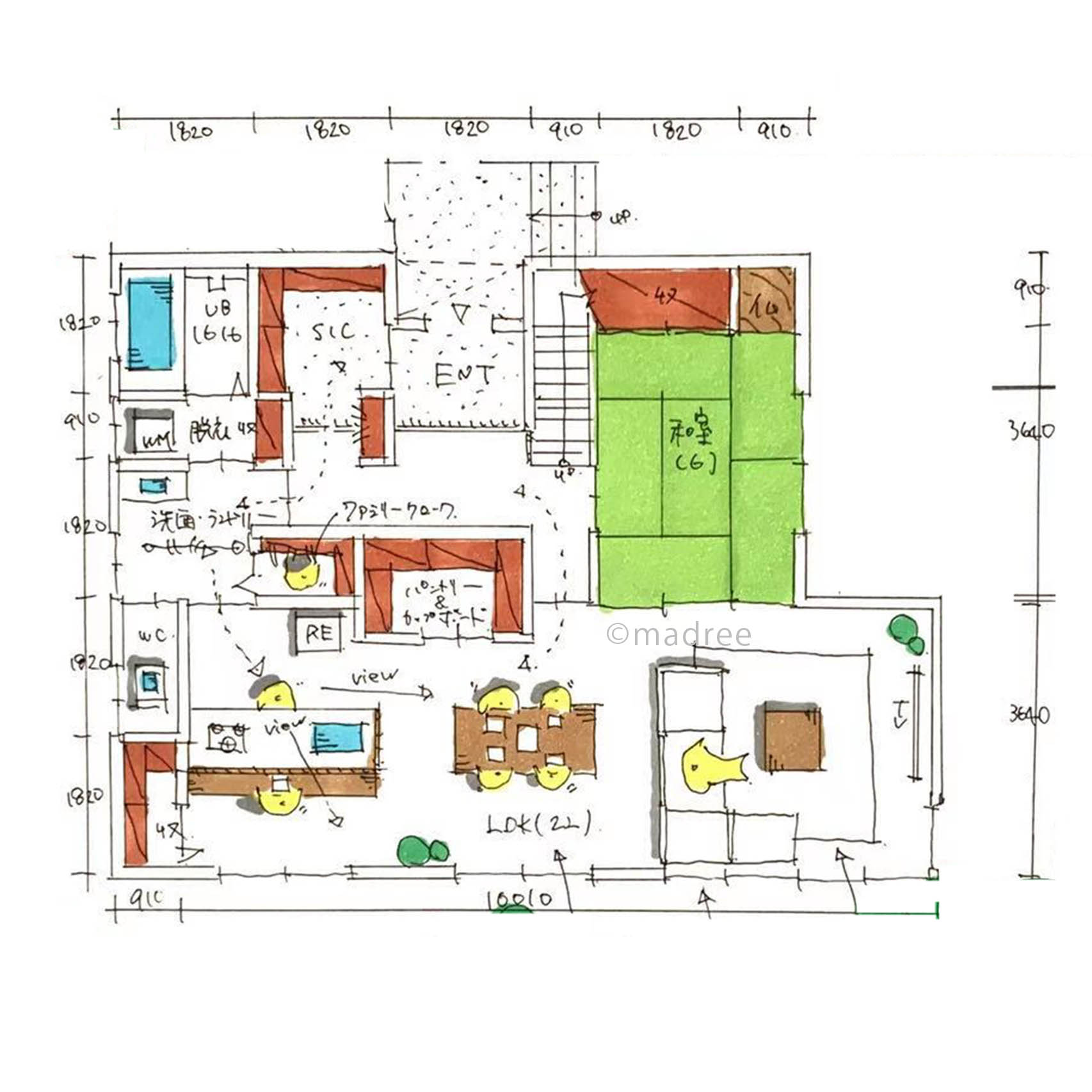 繋がる和室を多目的に活用！キッチン裏に続く水回り動線で家事効率の良い家