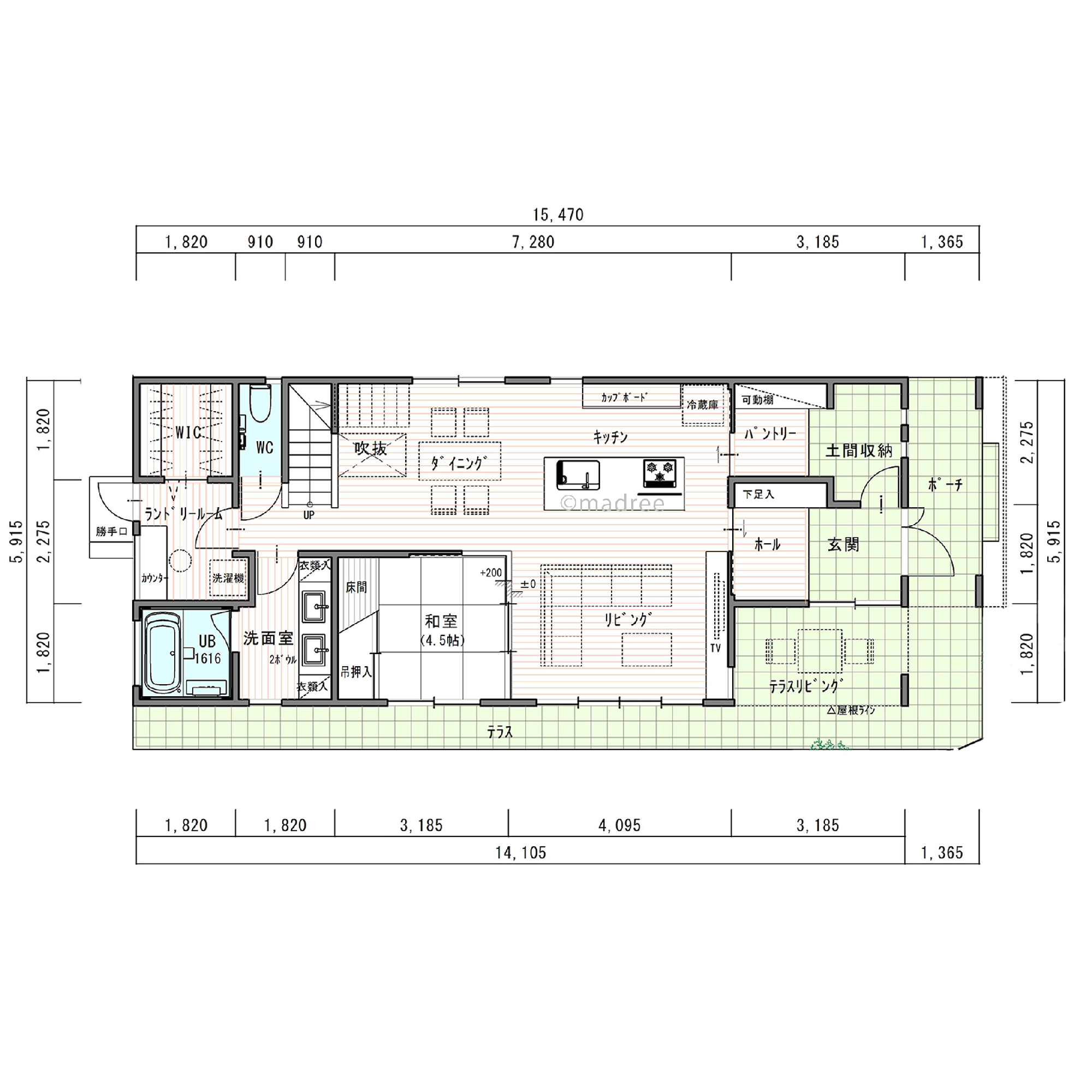 パノラマビューの庭と家がつながる開放的な空間で大勢の来客もOKの家