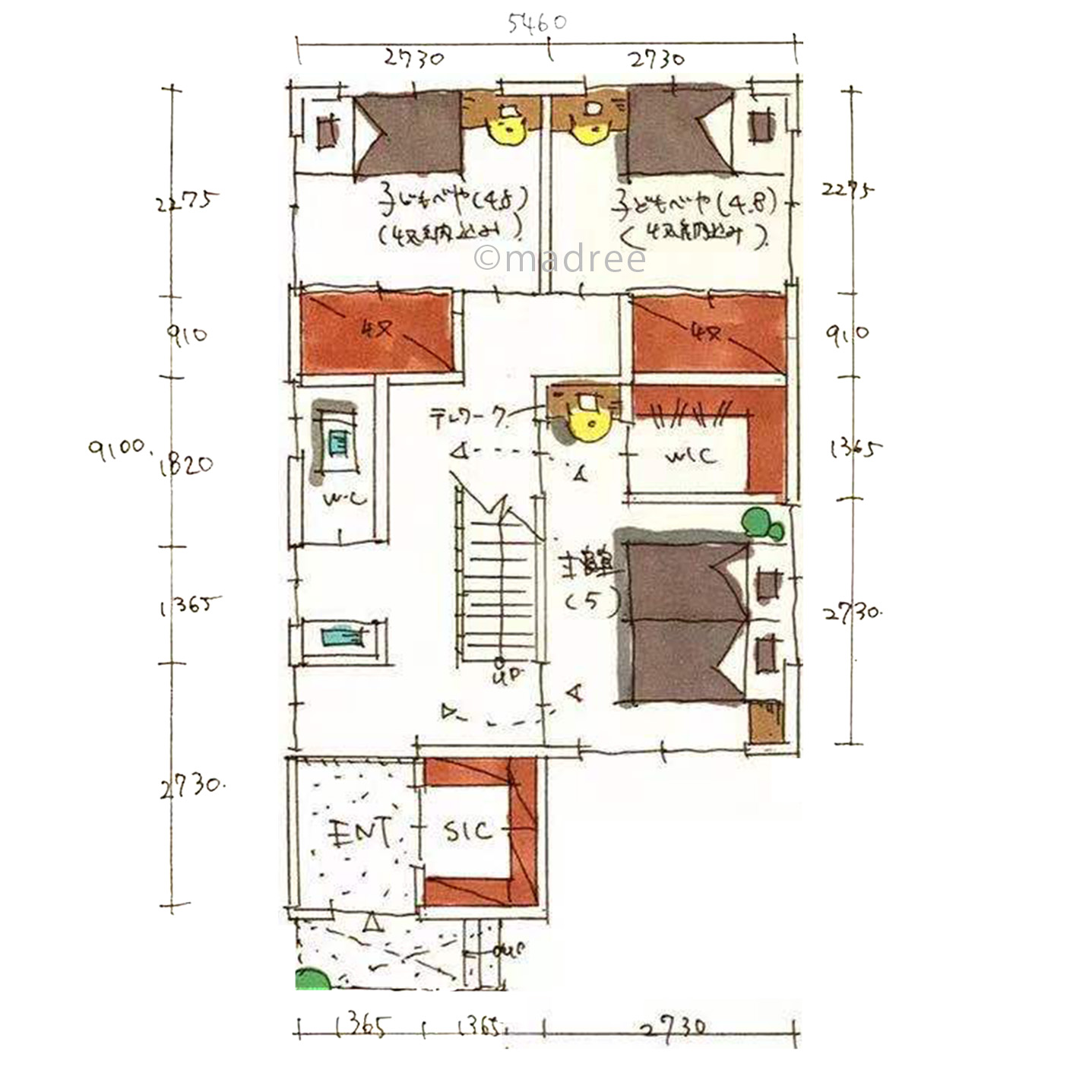 おかえり動線で安心快適に過ごす、キッチンから家族見守る2階リビングの家