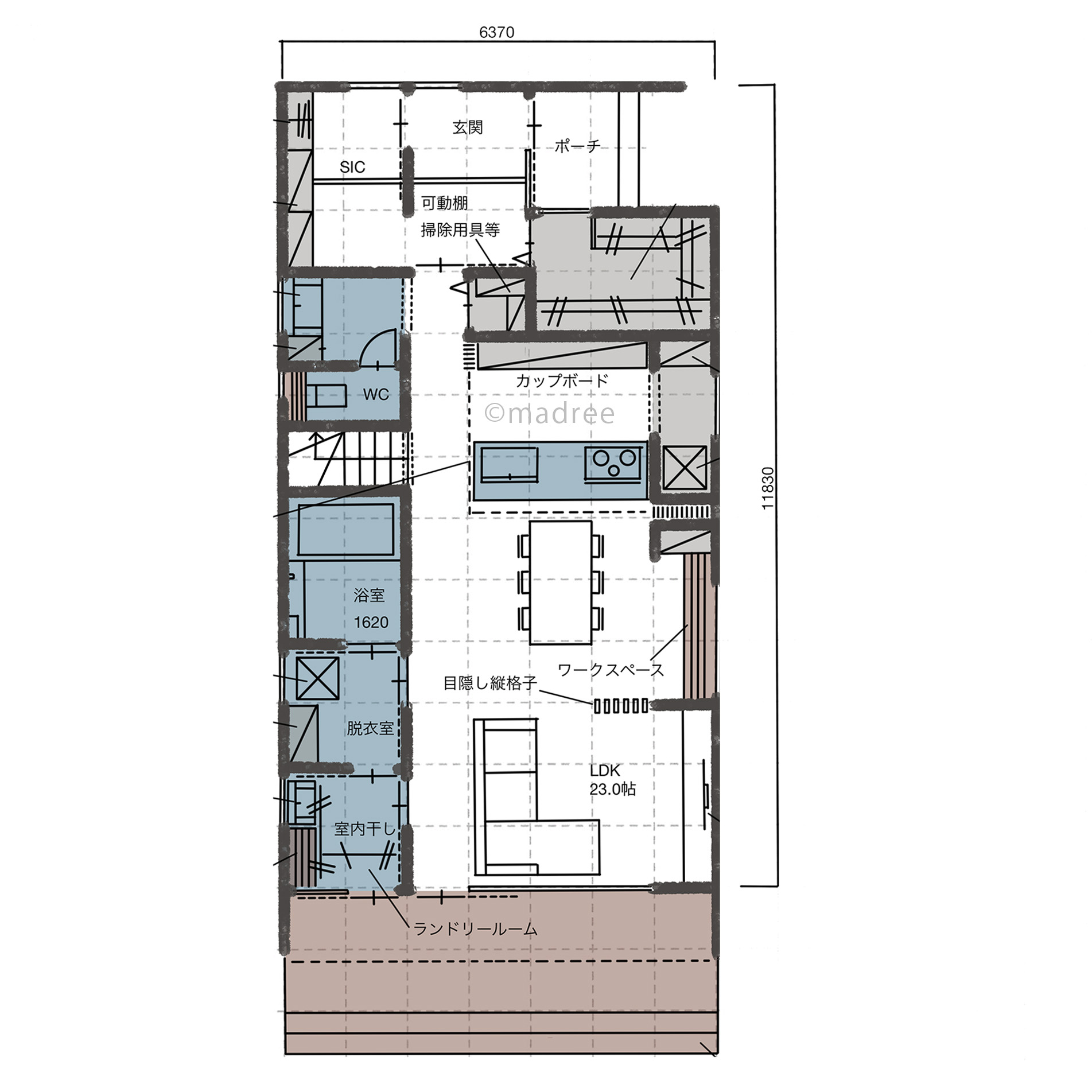 家族とコミュニケーションが自然に取れる、メリハリある生活を送る空間作りの家