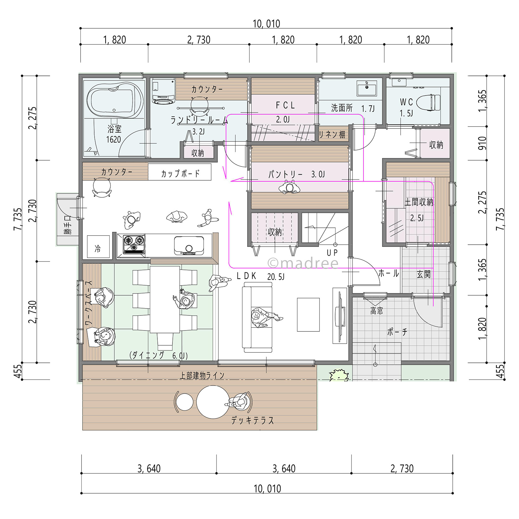 回遊できる家事室兼パントリー、ストレスフリーな暮らし叶う家