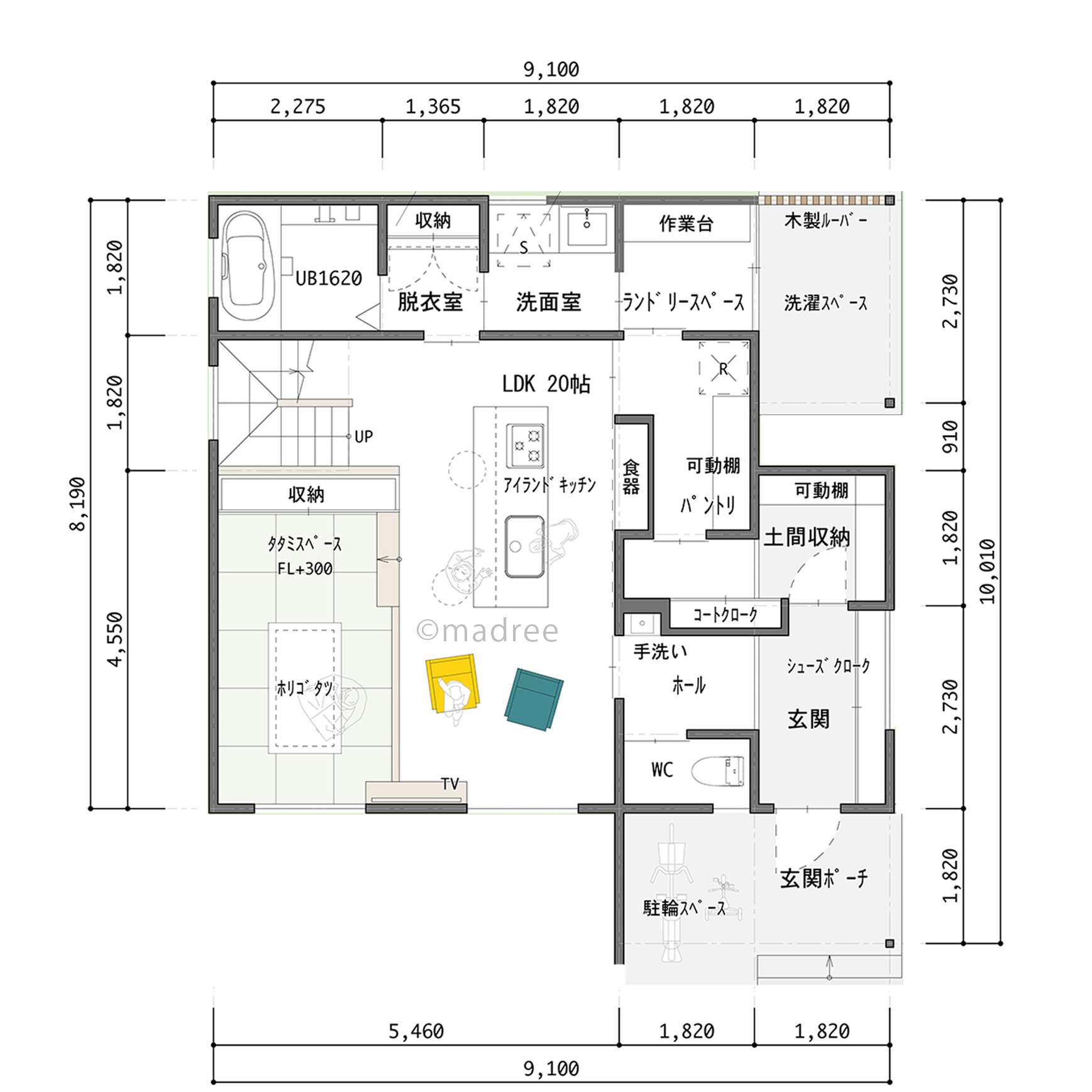 キッチン中心に回遊家事捗る、共働きに嬉しいスムーズな帰宅動線の家