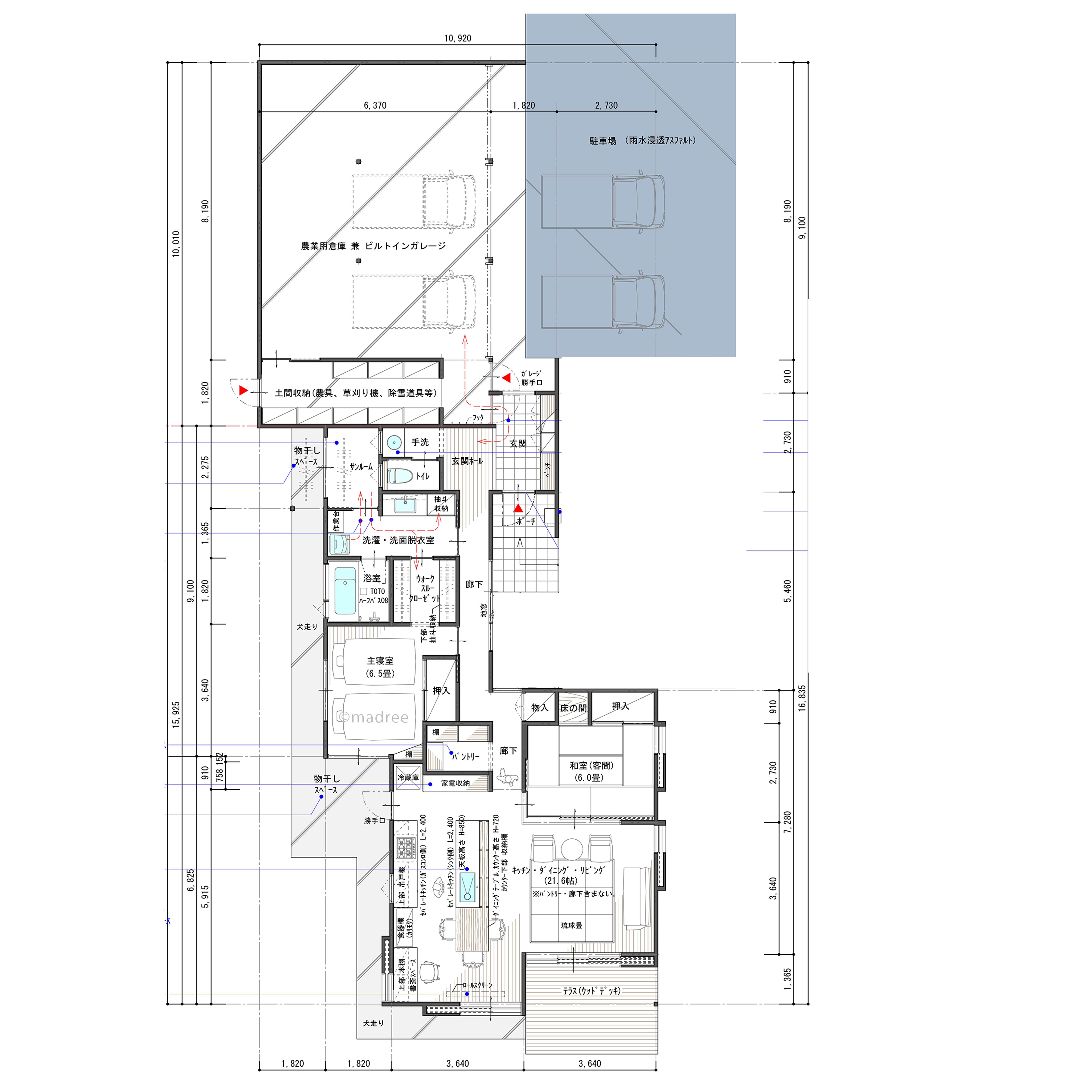 キッチンを囲んで人が自然と集まる、家族や友人と時間を共有し合う平屋