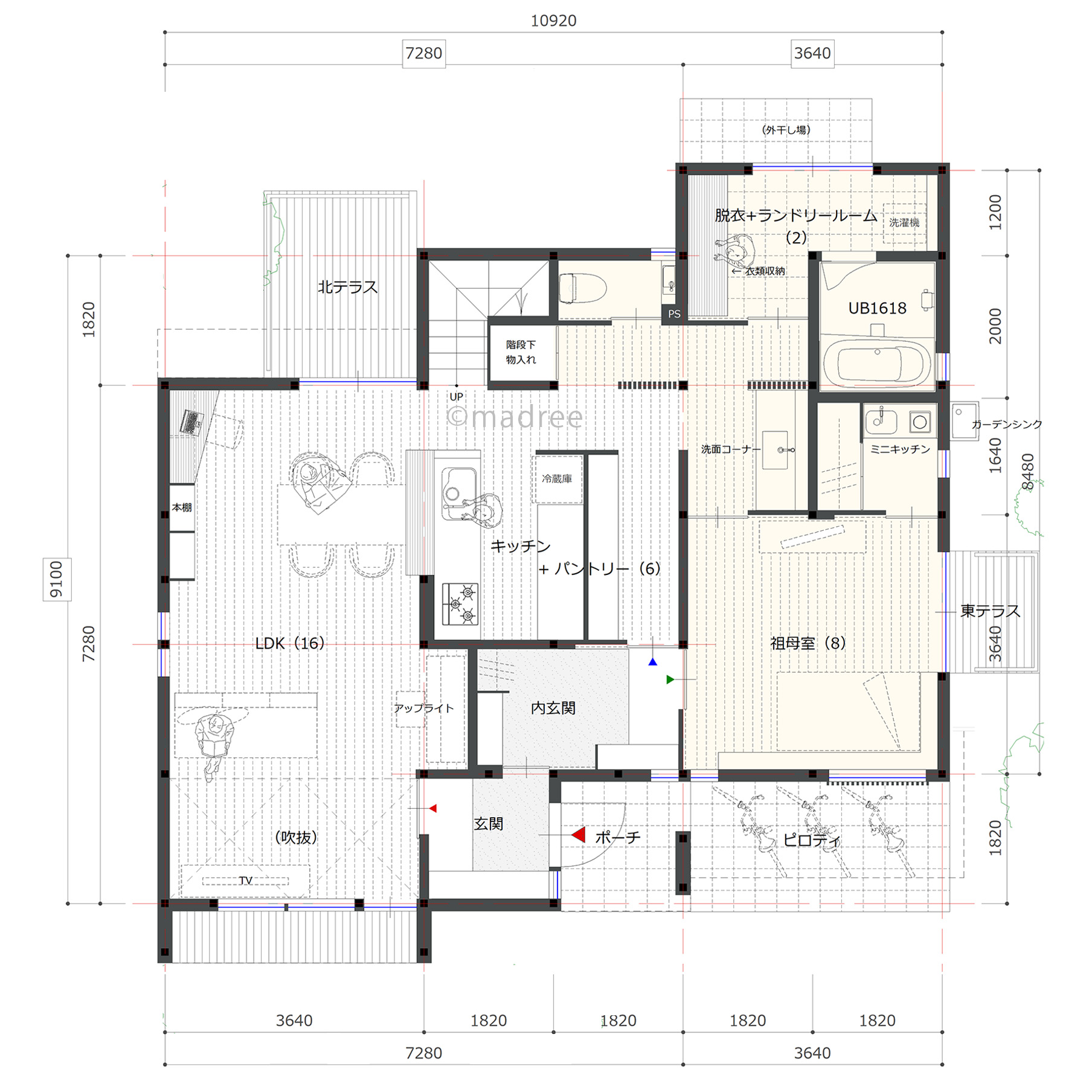 気配を感じつつも干渉しない動線で、程よい距離を保てる二世帯住宅