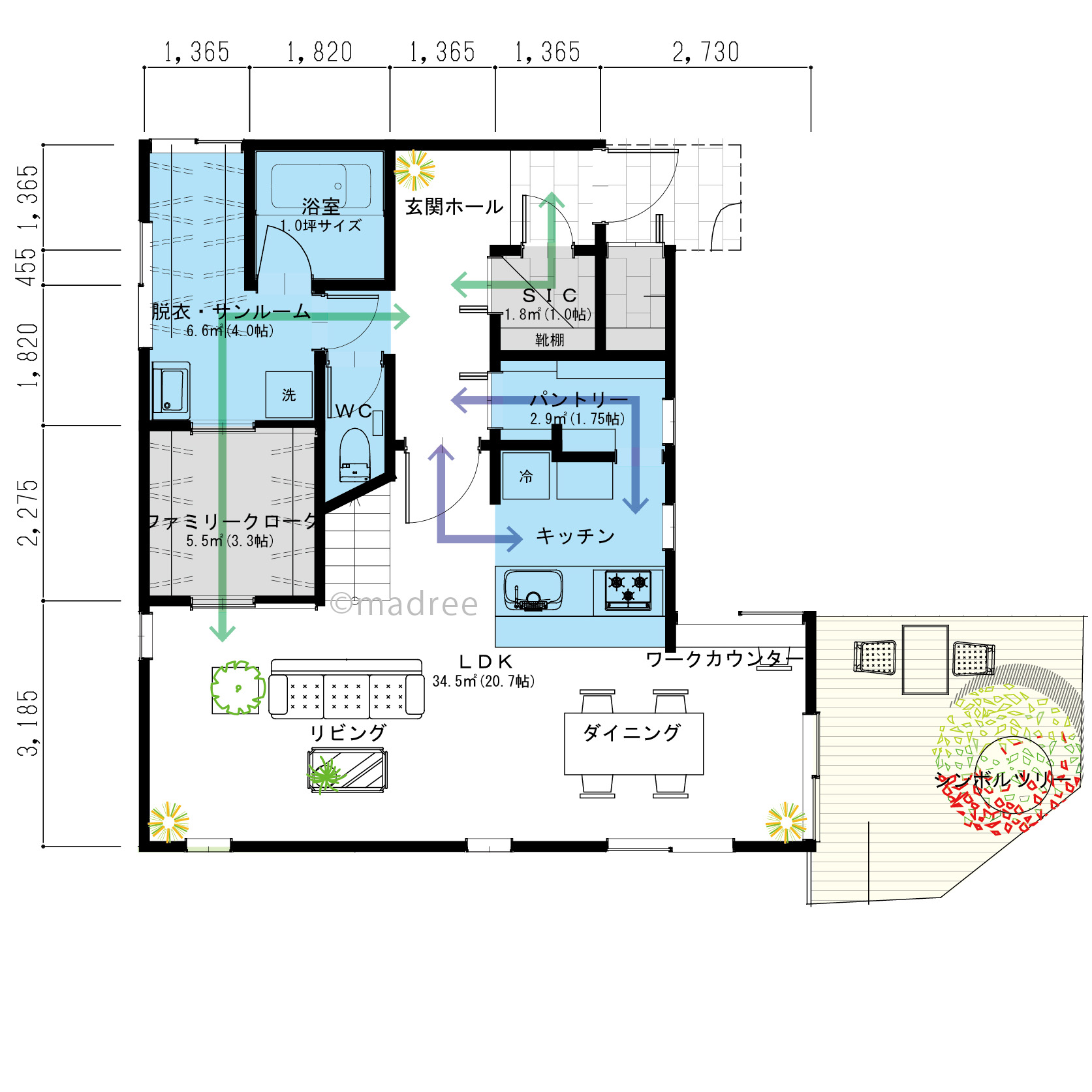 広々ランドリーで家事効率UP、リビングが散らからない片付く動線の家