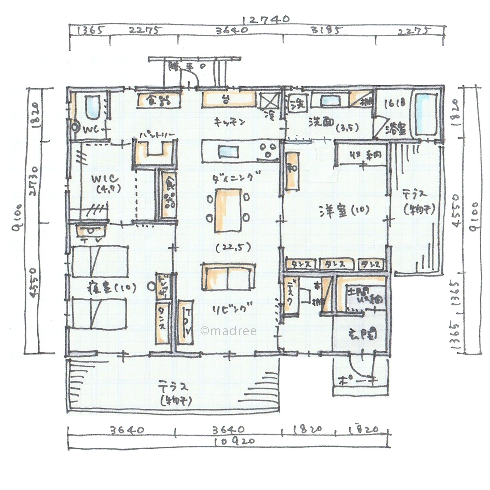 キッチン中心にサクサク家事できる、無駄のないワンルームのような平屋