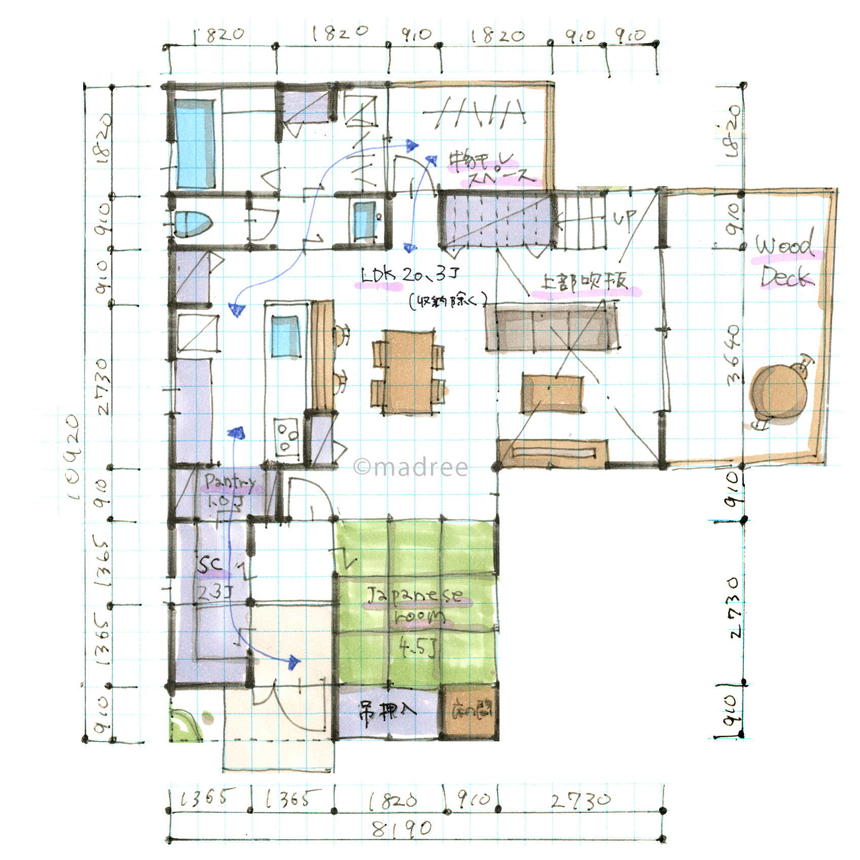 キッチン中心の回遊家事でタイパUP、家族とコミュニケーションも取りやすい家