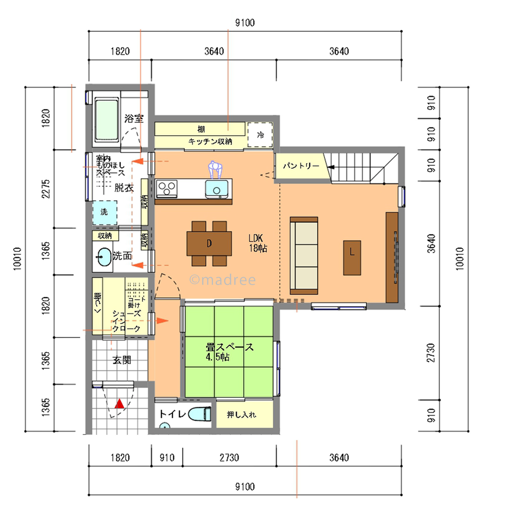 水回りの回遊動線で朝の混雑を解消！家族が片付けられるシンプル収納の家