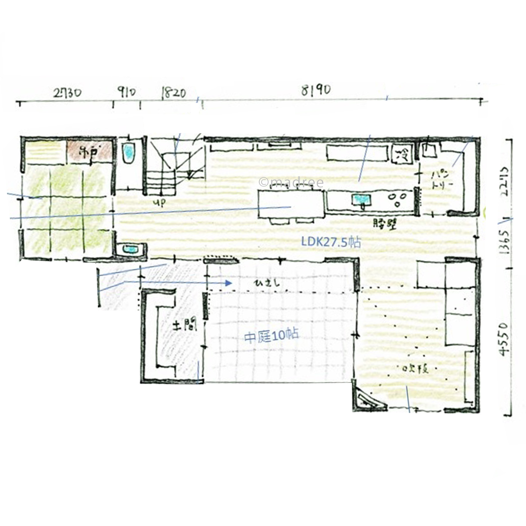 回遊型キッチンで家事力UP、春が待ち遠しい花見テラスのある家