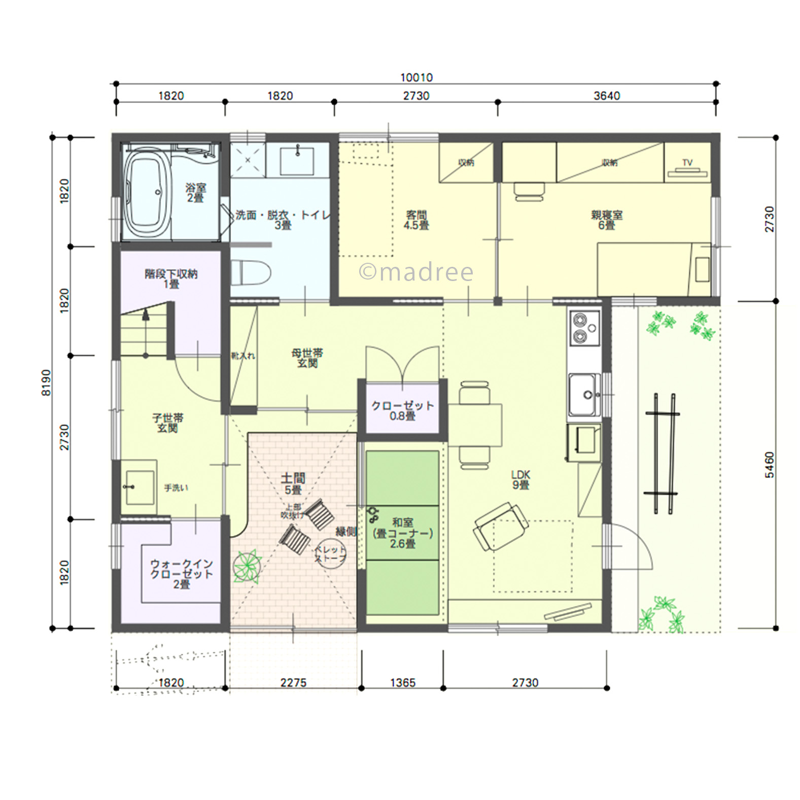 土間や吹抜で家族をつなぐ、気配で見守る程良い距離感の2世帯住宅