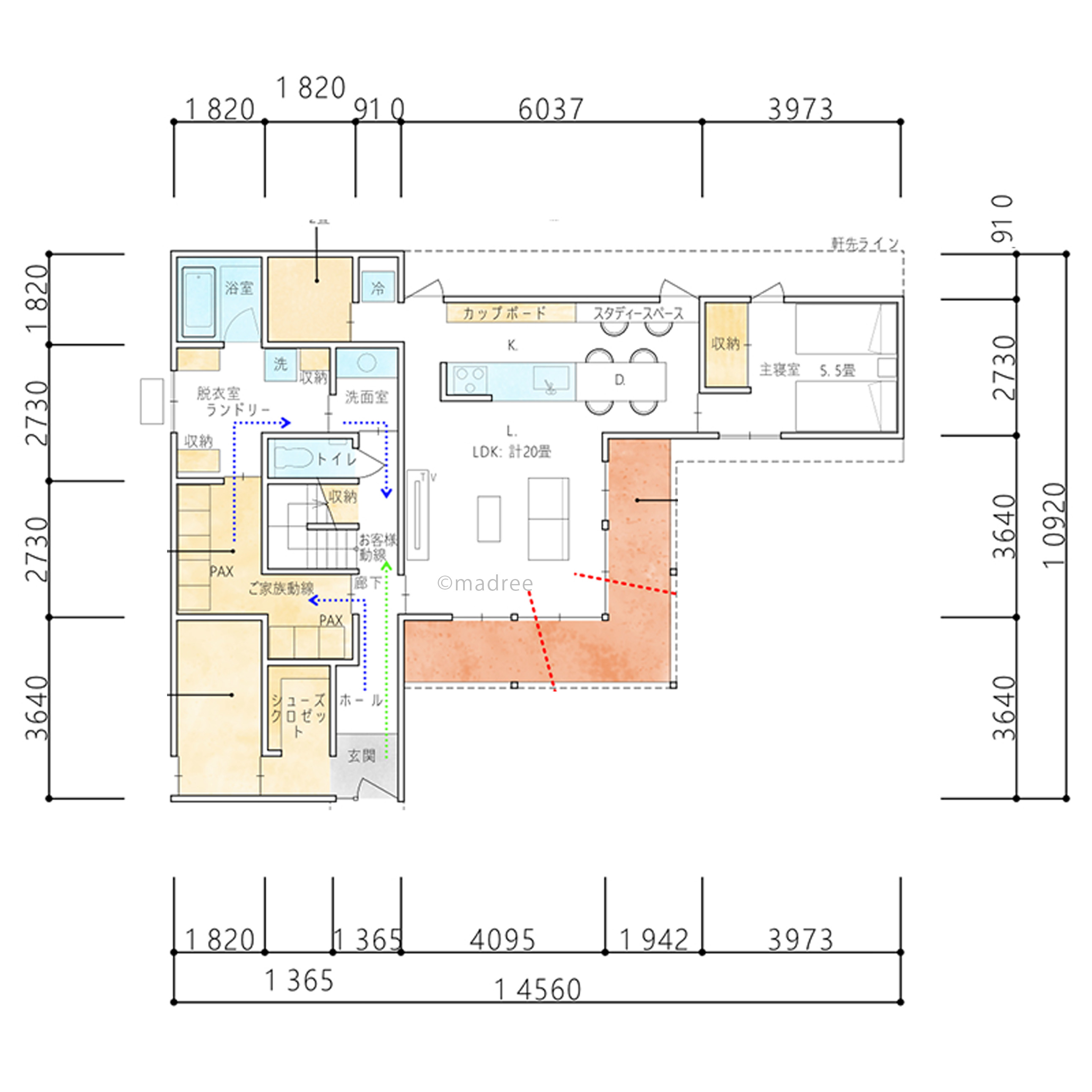 暮らしが整う帰宅動線で気持ちもスッキリ、大開口窓から視線が抜けるLDKの家