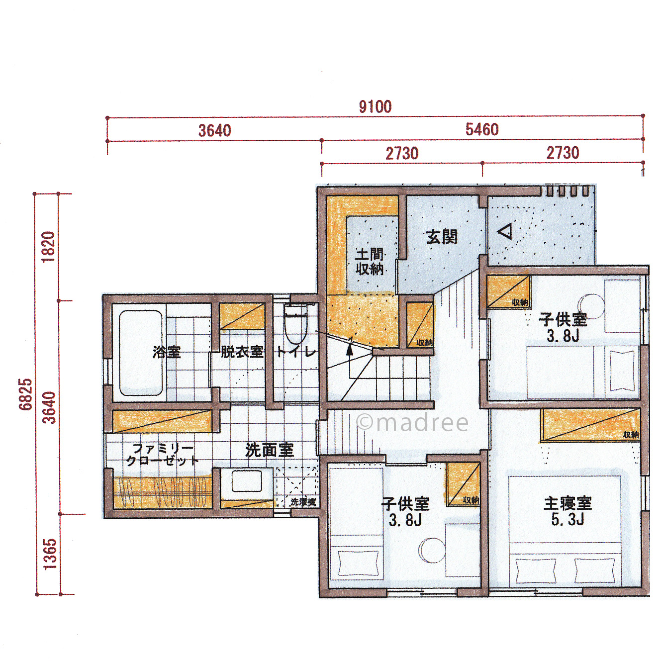 小さな空間を有効活用して広くみせる、テラス一体の開放的な2階リビングの家