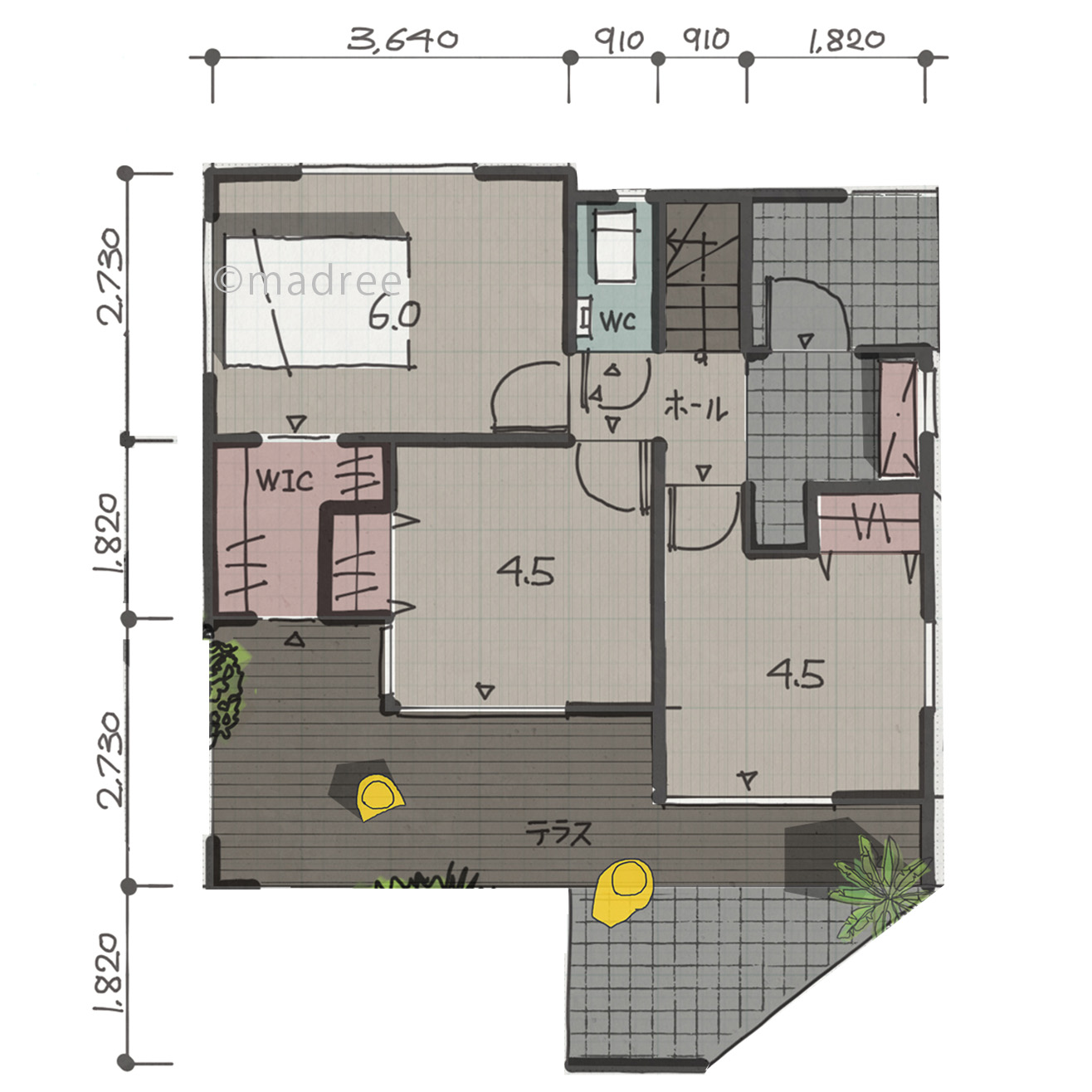 コンパクト回遊家事で時短叶う、バルコニー一体の明るい2階リビングの家